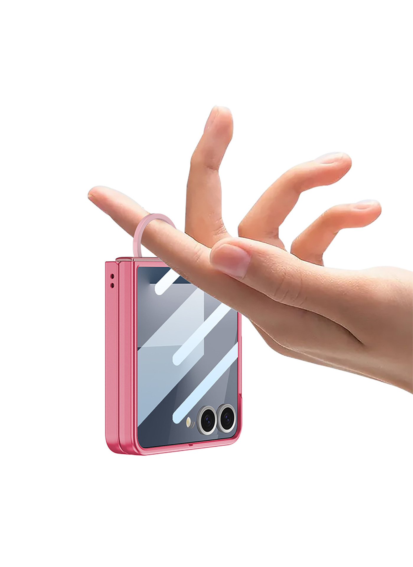 Compatible with Samsung Z Flip 7/6 phone case, built-in magnetic case, integrated D-ring, foldable screen, drop-proof protective case.