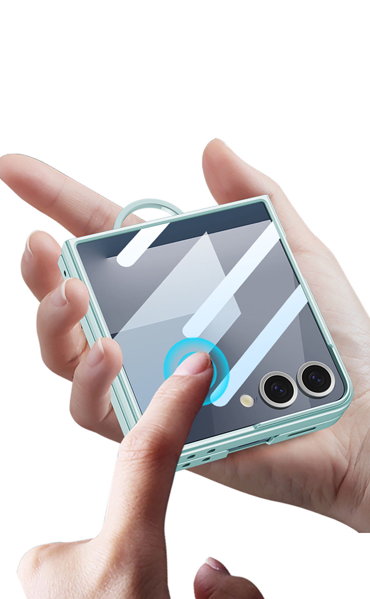 Compatible with Samsung Z Flip 7/6 phone case, built-in magnetic case, integrated D-ring, foldable screen, drop-proof protective case.