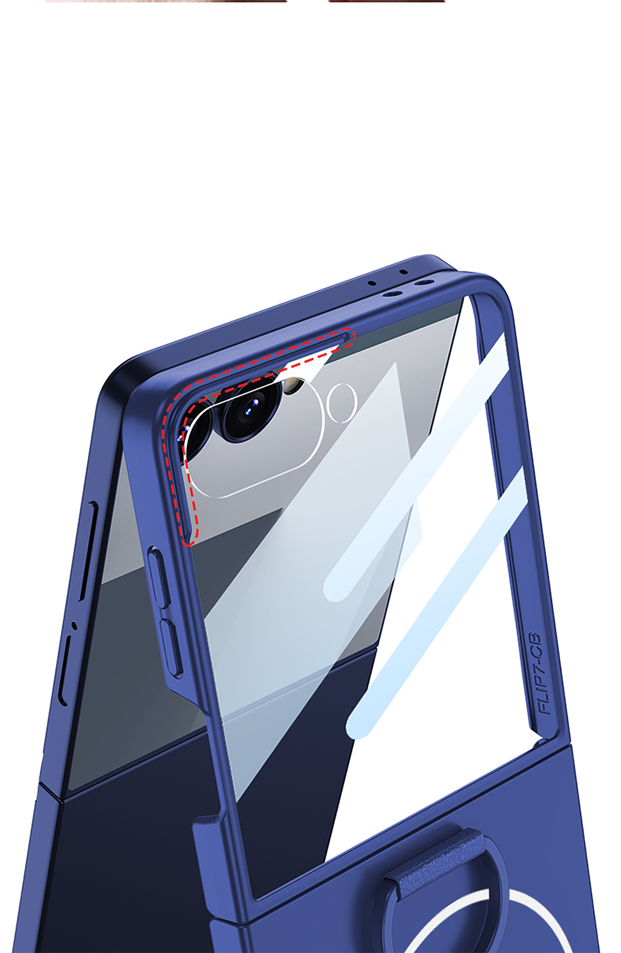 Compatible with Samsung Z Flip 7/6 phone case, built-in magnetic case, integrated D-ring, foldable screen, drop-proof protective case.