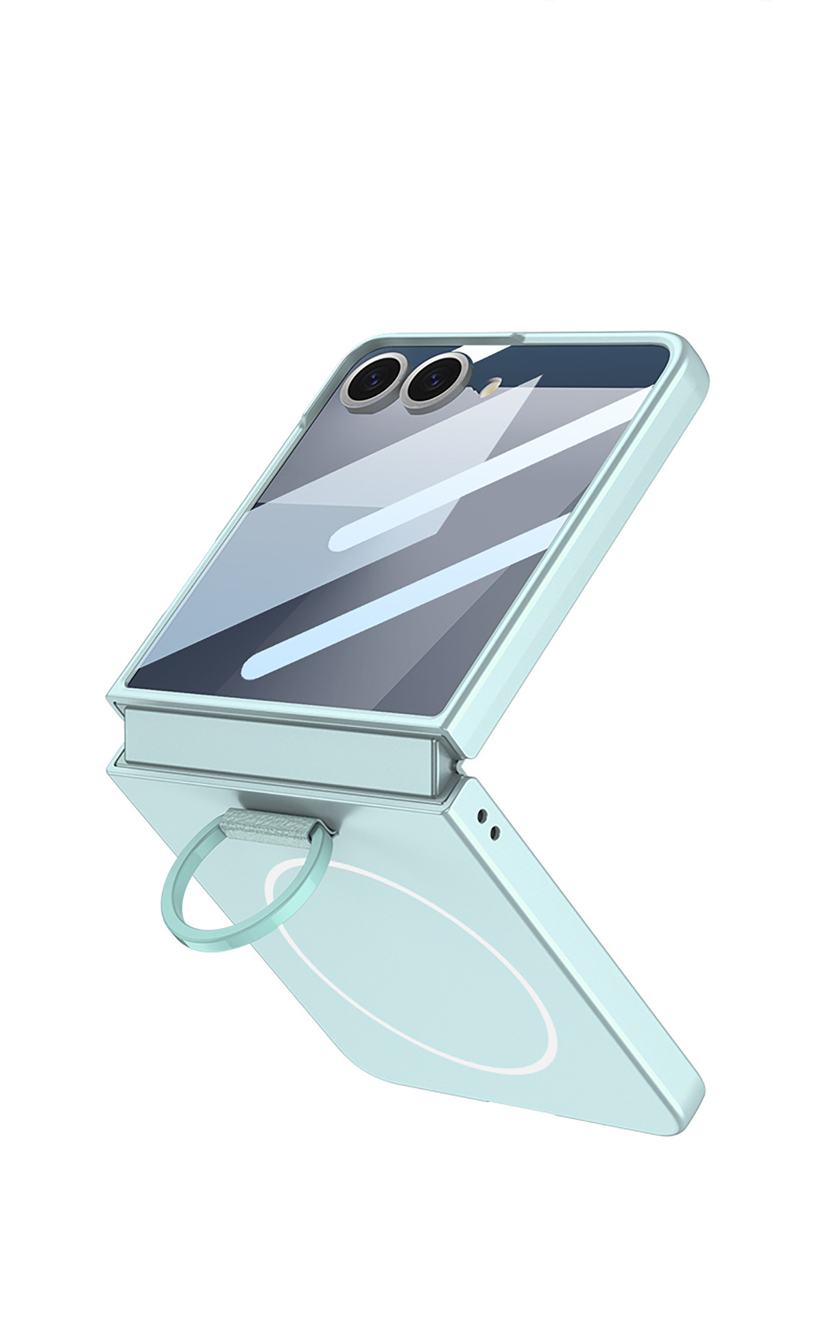 Compatible with Samsung Z Flip 7/6 phone case, built-in magnetic case, integrated D-ring, foldable screen, drop-proof protective case.