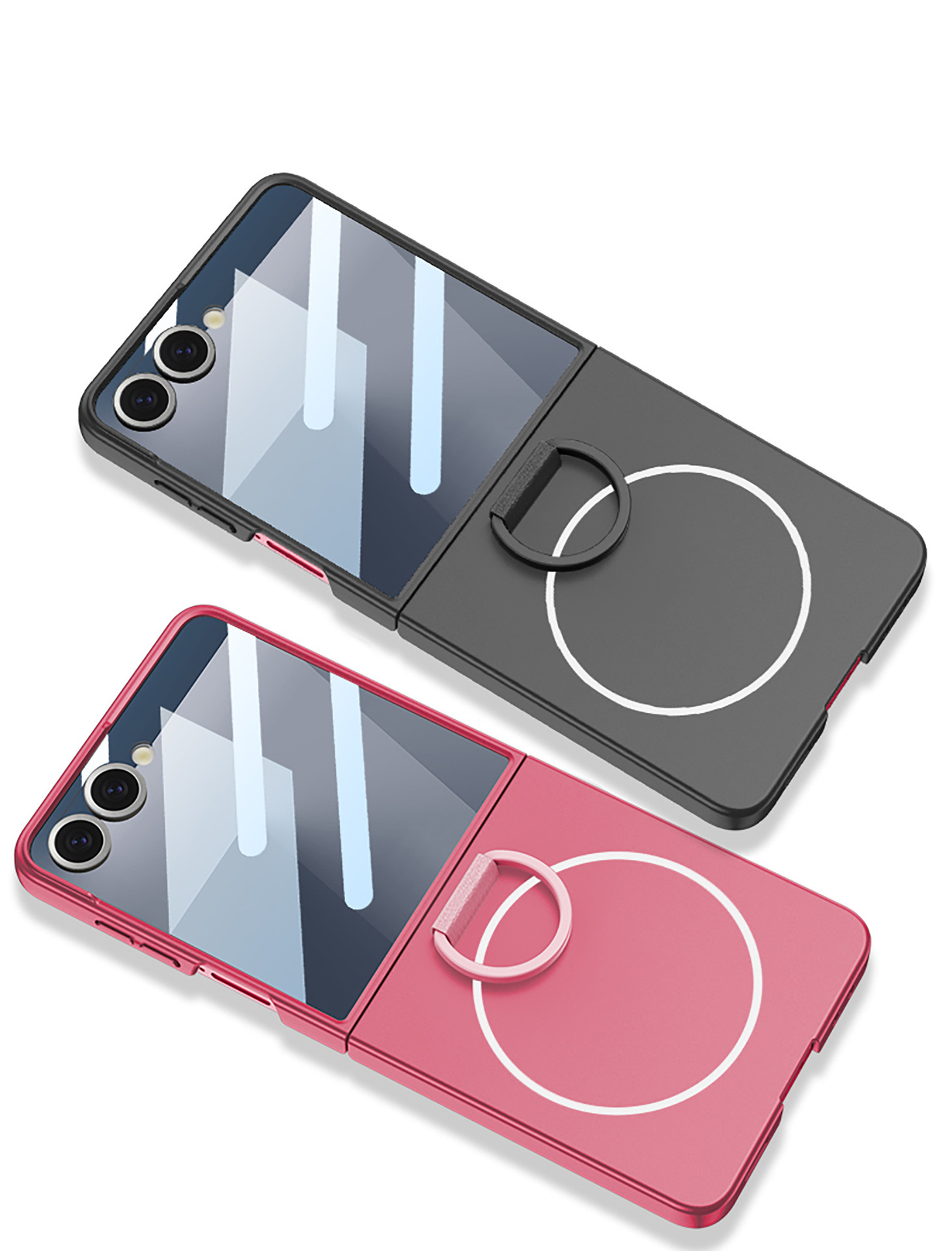 Compatible with Samsung Z Flip 7/6 phone case, built-in magnetic case, integrated D-ring, foldable screen, drop-proof protective case.