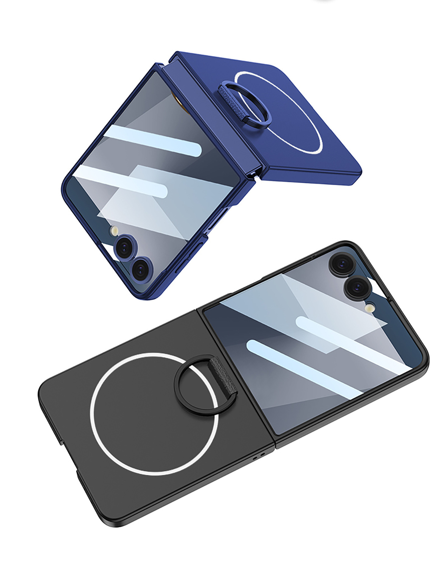 Compatible with Samsung Z Flip 7/6 phone case, built-in magnetic case, integrated D-ring, foldable screen, drop-proof protective case.