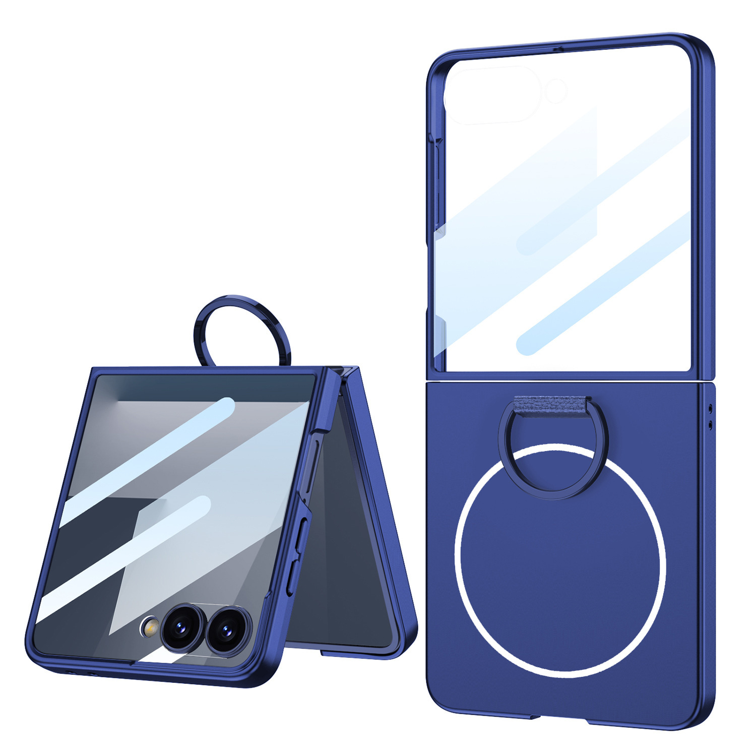 Compatible with Samsung Z Flip 7/6 phone case, built-in magnetic case, integrated D-ring, foldable screen, drop-proof protective case.