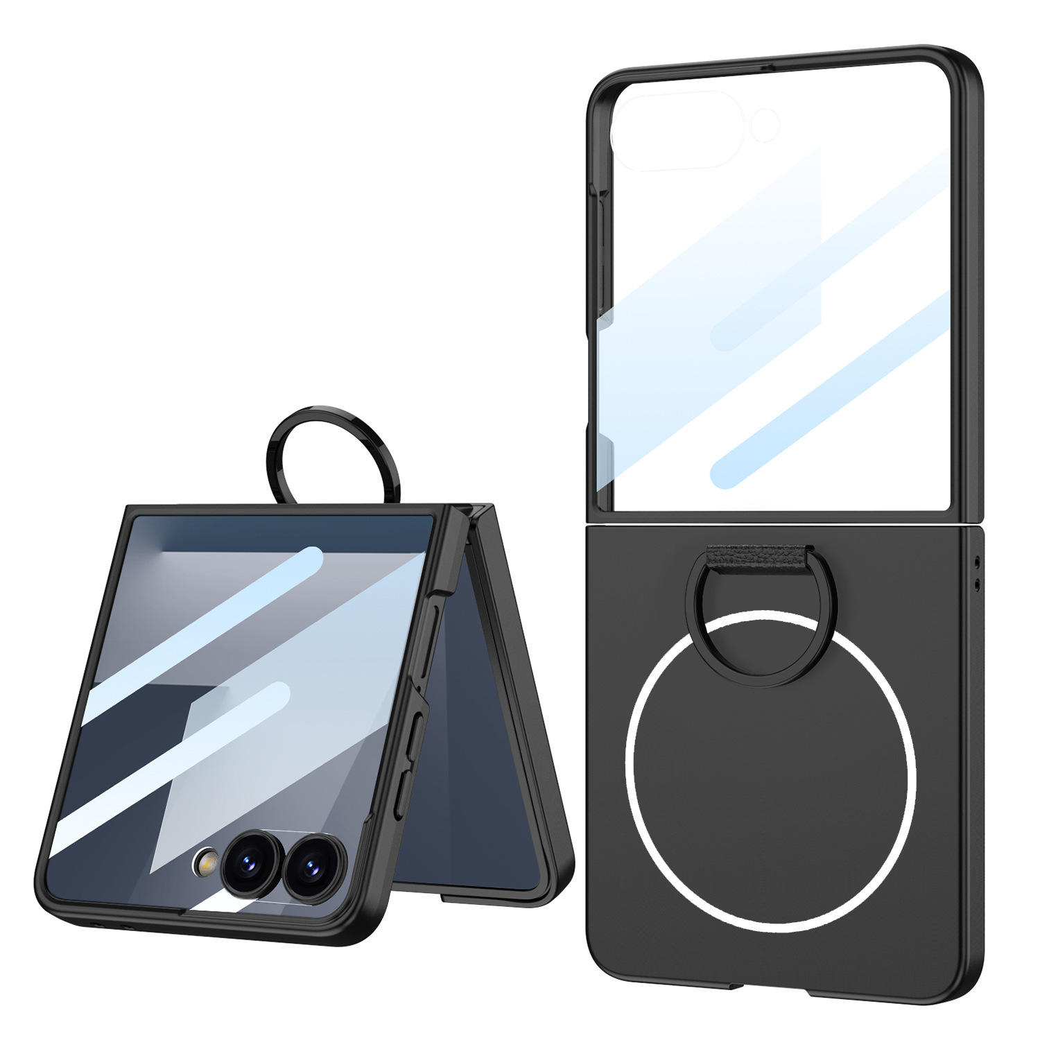 Compatible with Samsung Z Flip 7/6 phone case, built-in magnetic case, integrated D-ring, foldable screen, drop-proof protective case.