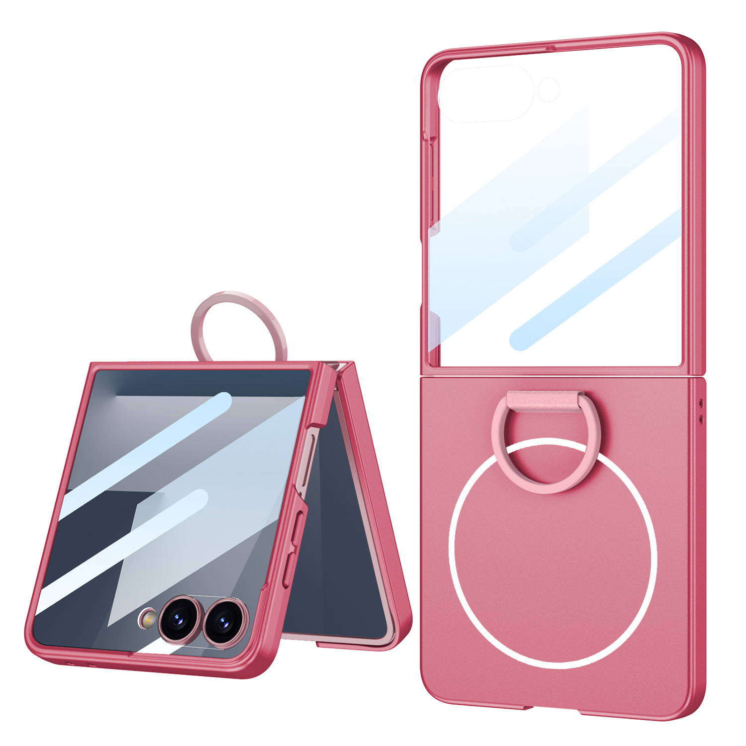 Compatible with Samsung Z Flip 7/6 phone case, built-in magnetic case, integrated D-ring, foldable screen, drop-proof protective case.