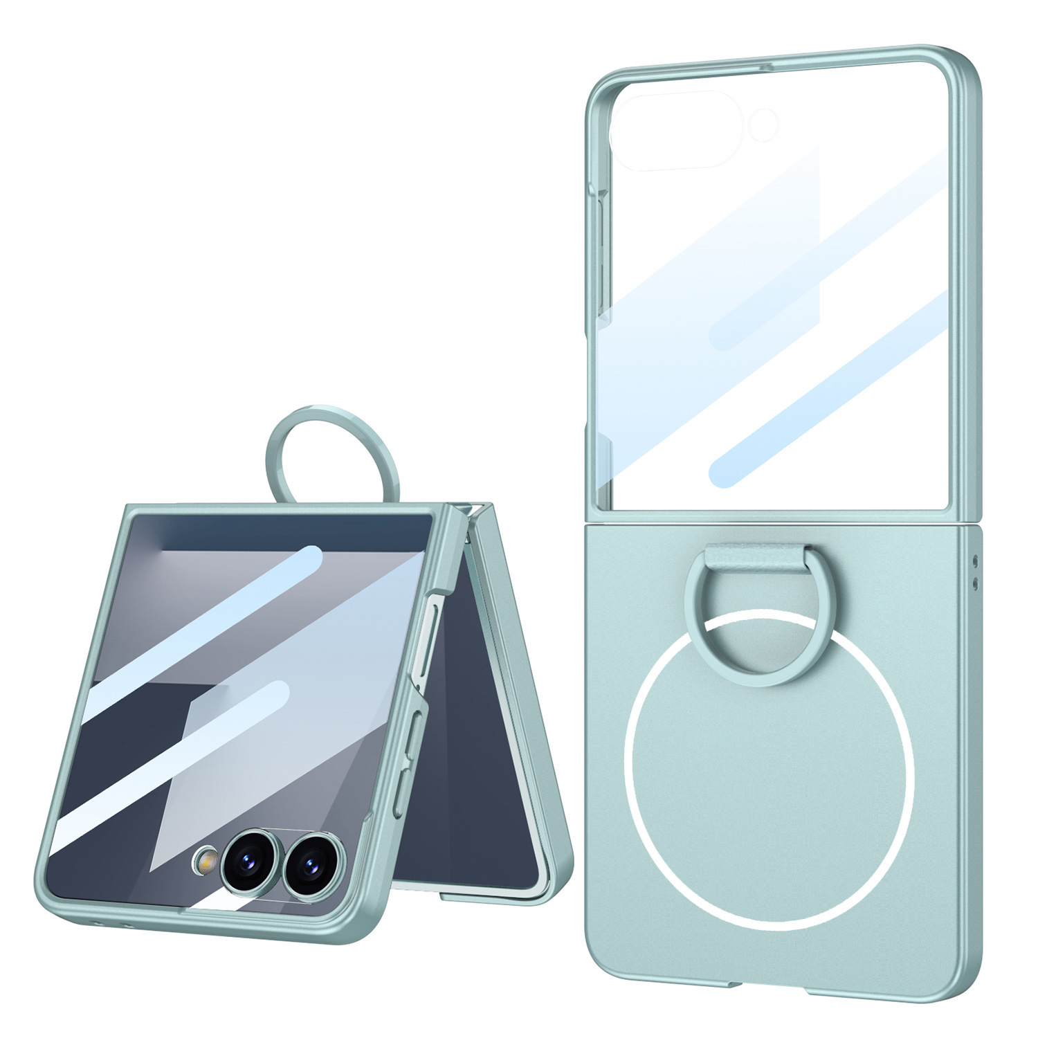 Compatible with Samsung Z Flip 7/6 phone case, built-in magnetic case, integrated D-ring, foldable screen, drop-proof protective case.