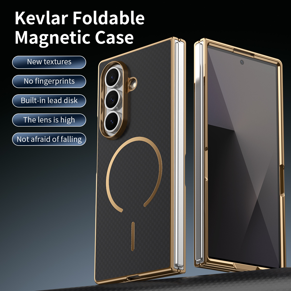Compatible with Samsung Z Fold8 Ultra phone case 7/6 wireless charging magnetic electroplated Kevlar 5/4/3 protective case