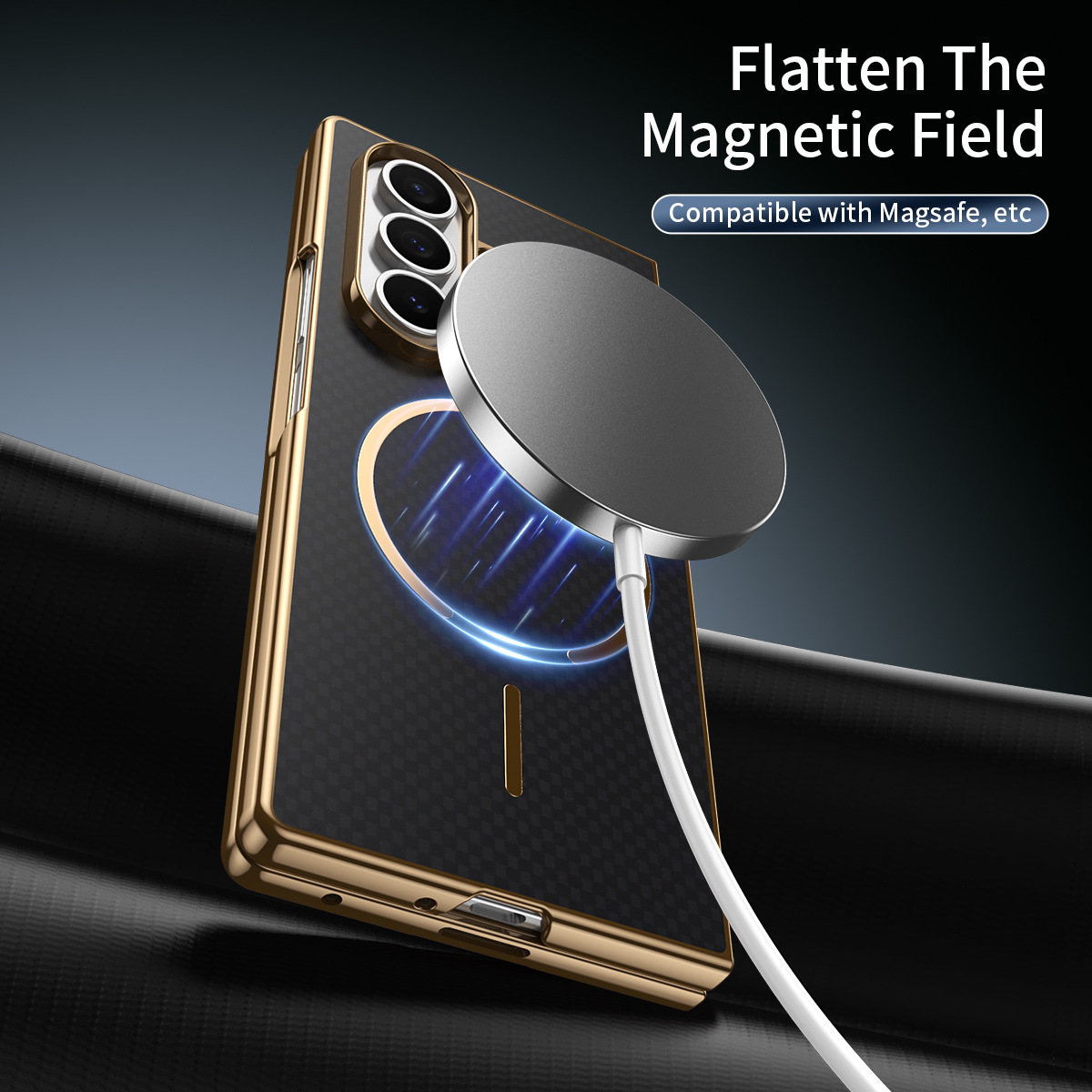 Compatible with Samsung Z Fold8 Ultra phone case 7/6 wireless charging magnetic electroplated Kevlar 5/4/3 protective case