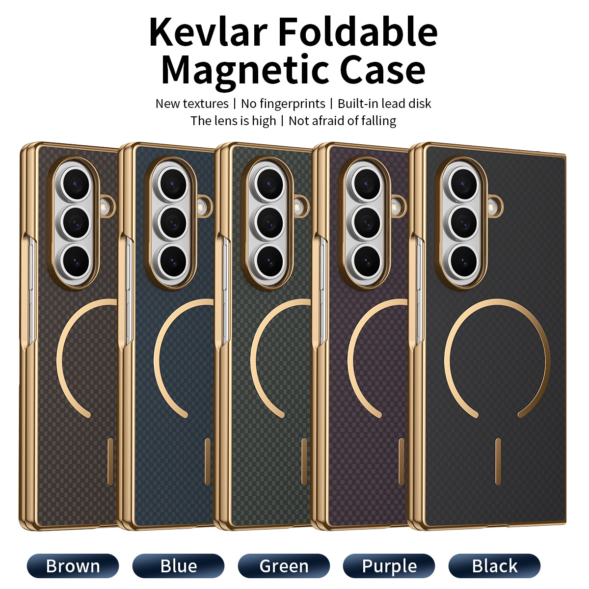 Compatible with Samsung Z Fold8 Ultra phone case 7/6 wireless charging magnetic electroplated Kevlar 5/4/3 protective case