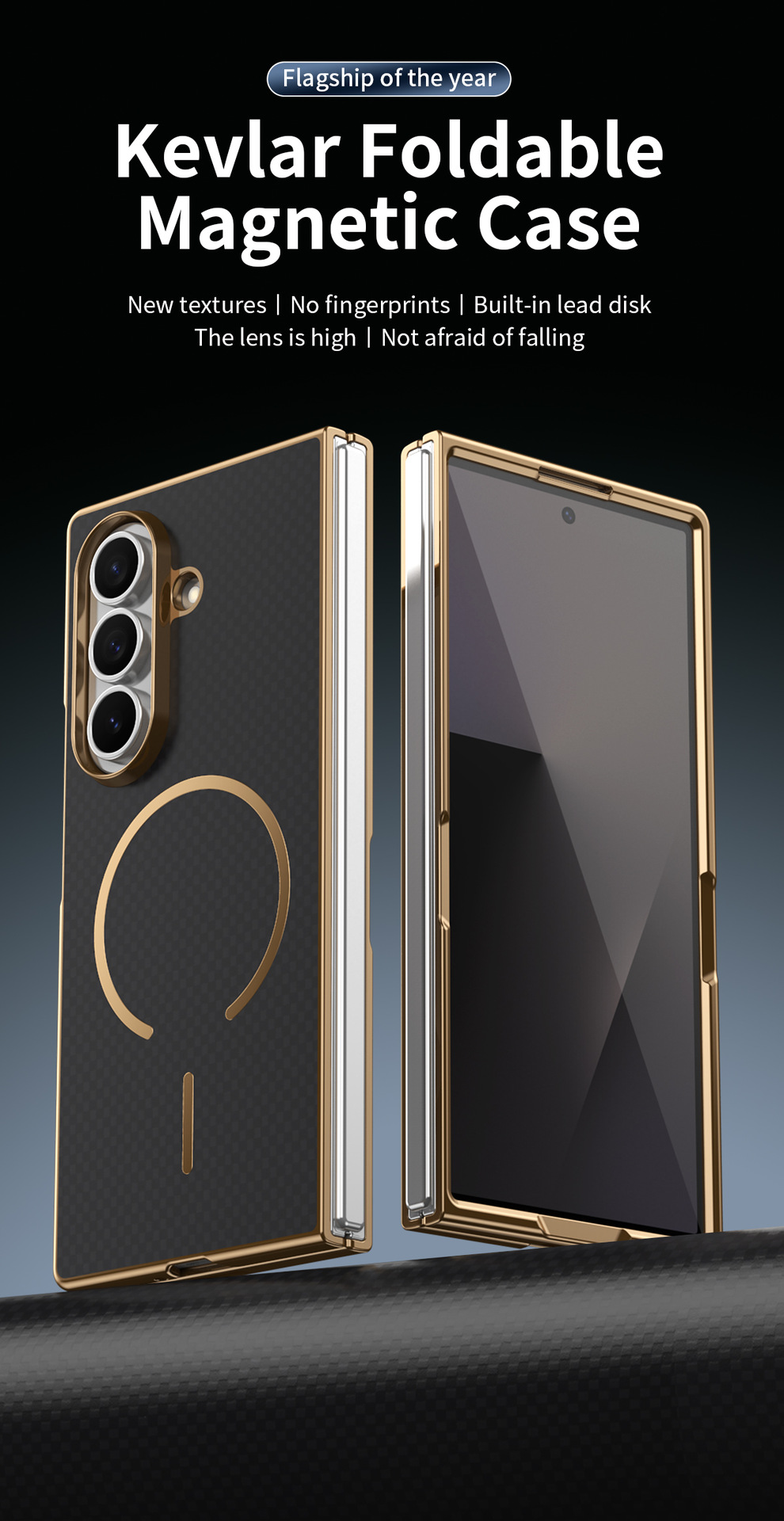 Compatible with Samsung Z Fold8 Ultra phone case 7/6 wireless charging magnetic electroplated Kevlar 5/4/3 protective case