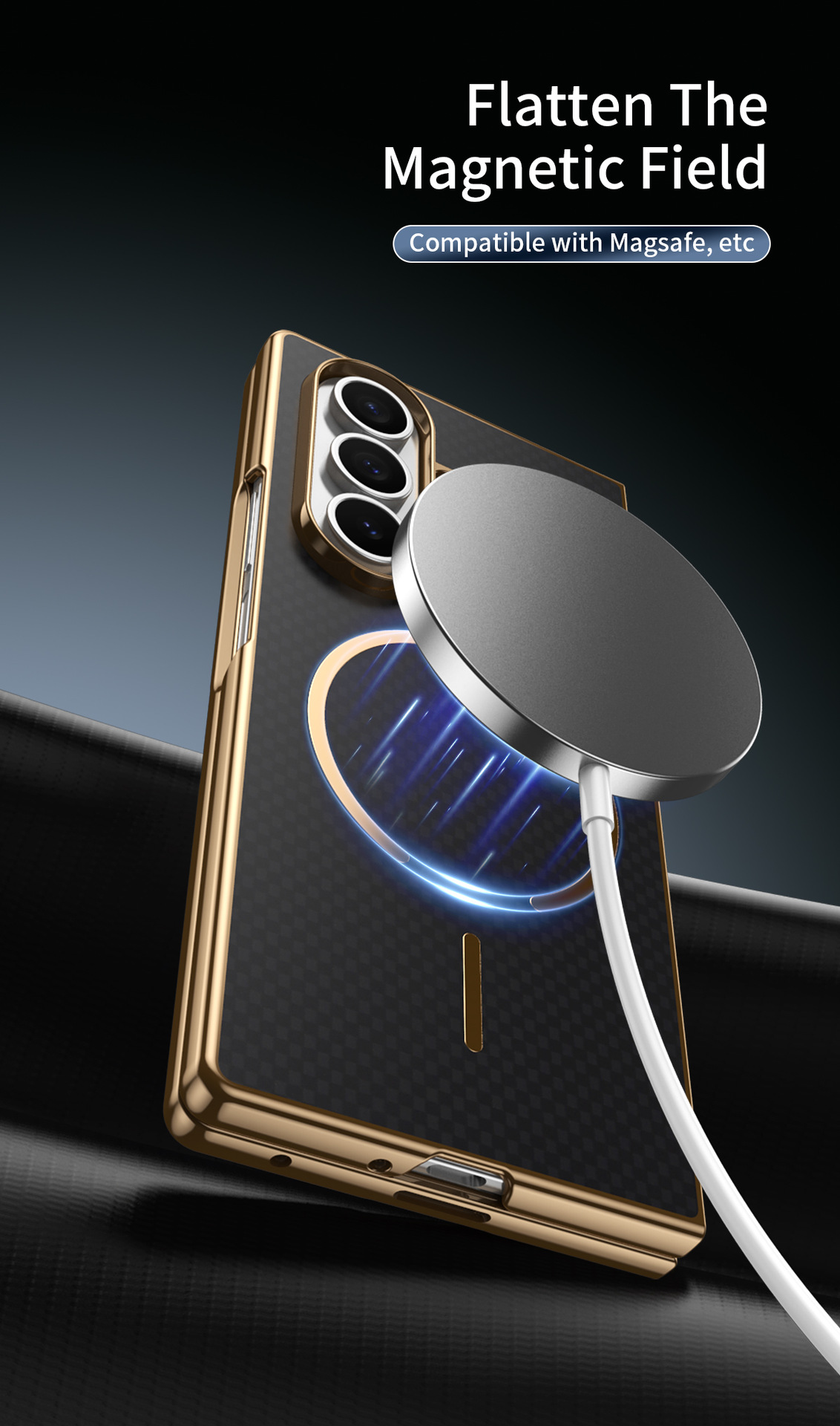 Compatible with Samsung Z Fold8 Ultra phone case 7/6 wireless charging magnetic electroplated Kevlar 5/4/3 protective case