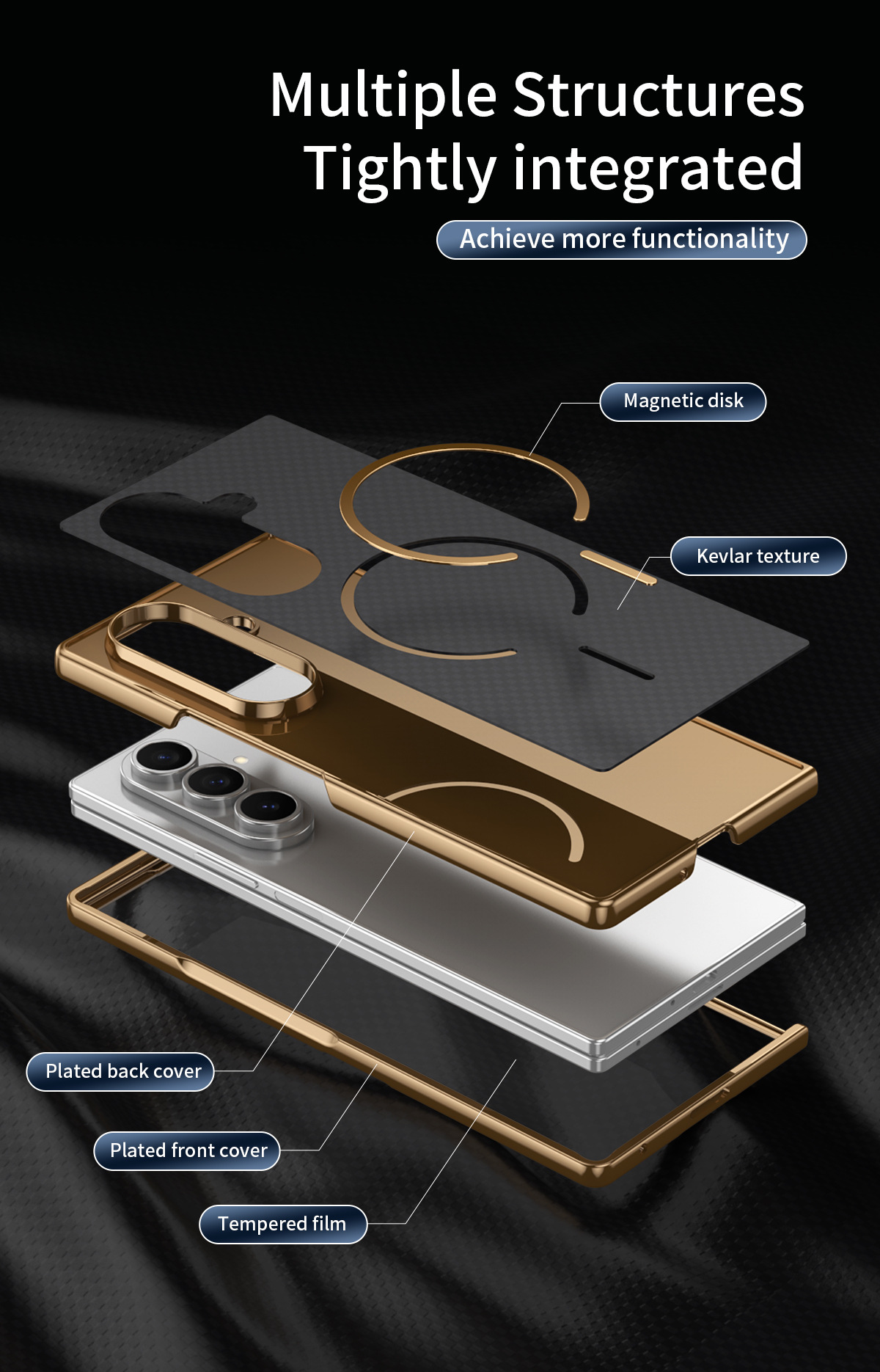 Compatible with Samsung Z Fold8 Ultra phone case 7/6 wireless charging magnetic electroplated Kevlar 5/4/3 protective case