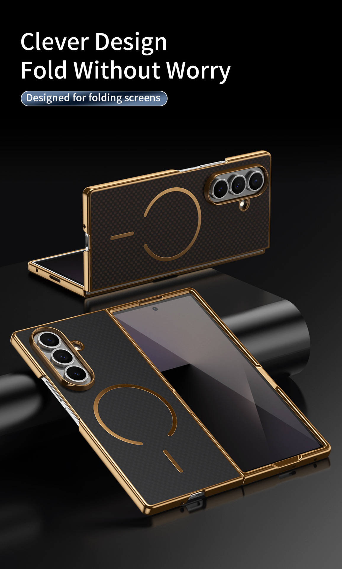 Compatible with Samsung Z Fold8 Ultra phone case 7/6 wireless charging magnetic electroplated Kevlar 5/4/3 protective case