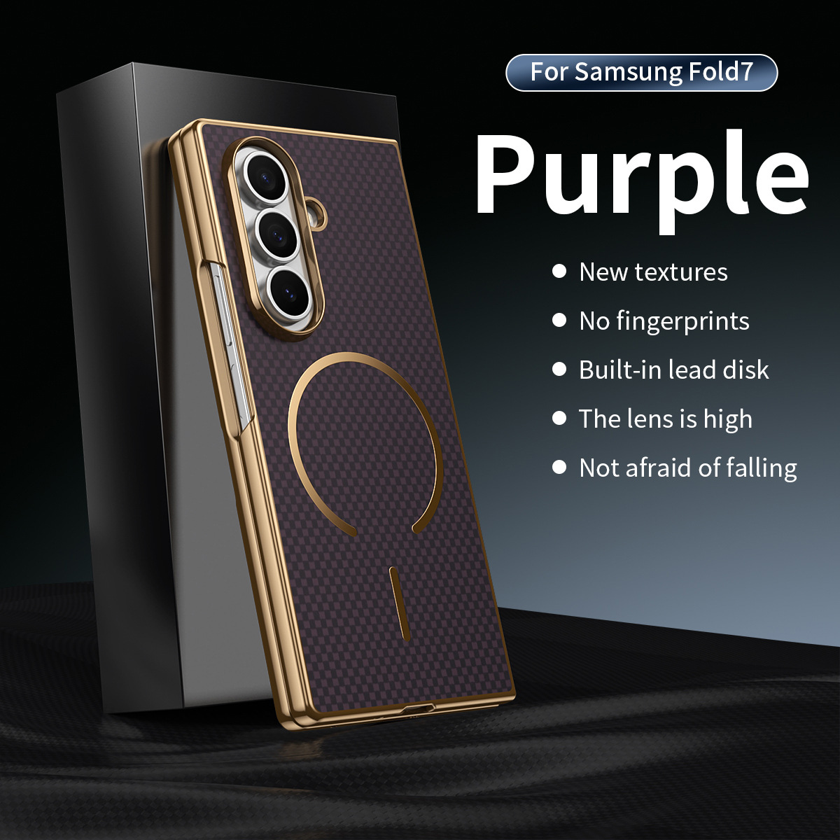 Compatible with Samsung Z Fold8 Ultra phone case 7/6 wireless charging magnetic electroplated Kevlar 5/4/3 protective case