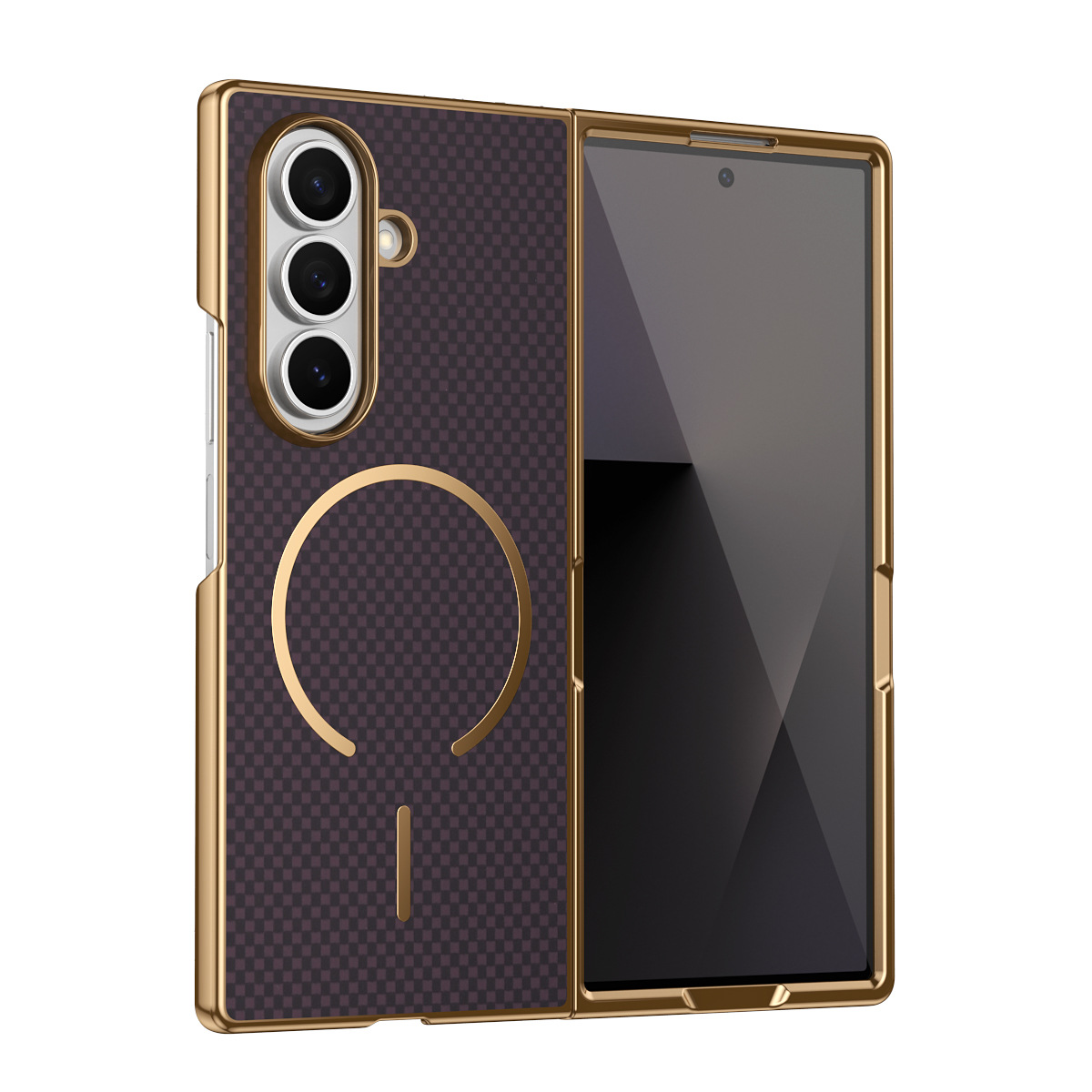 Compatible with Samsung Z Fold8 Ultra phone case 7/6 wireless charging magnetic electroplated Kevlar 5/4/3 protective case