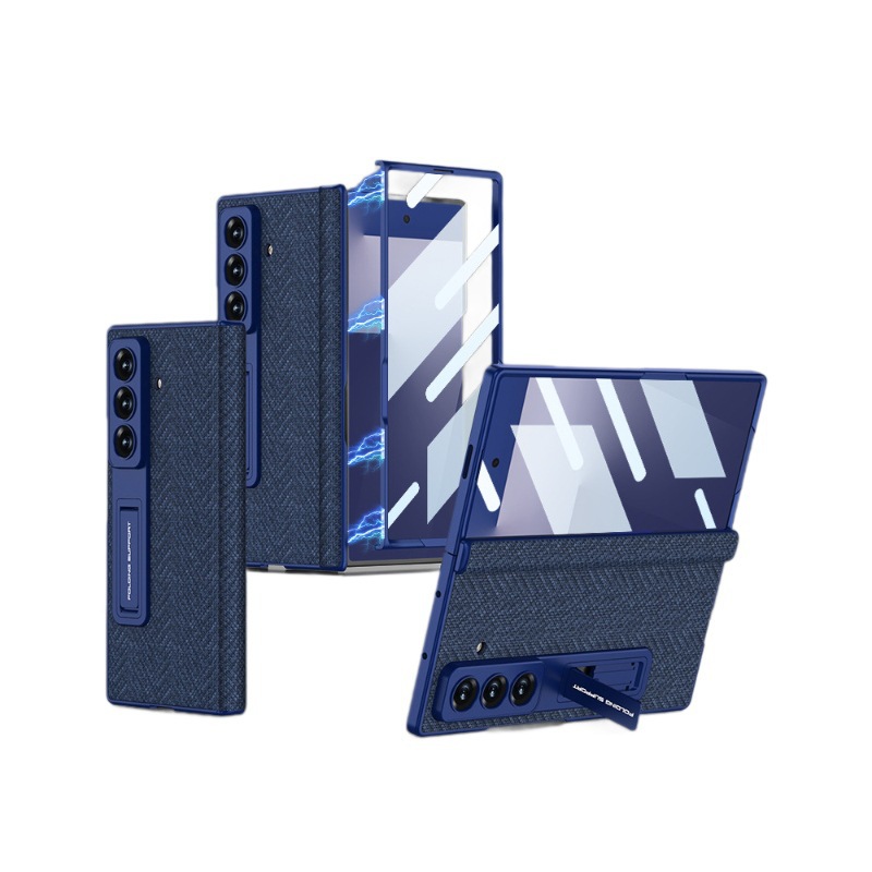 Compatible with Samsung Z Fold8U/7 phone case, nylon textured magnetic hinge case, full-coverage stand, vegan leather protective case