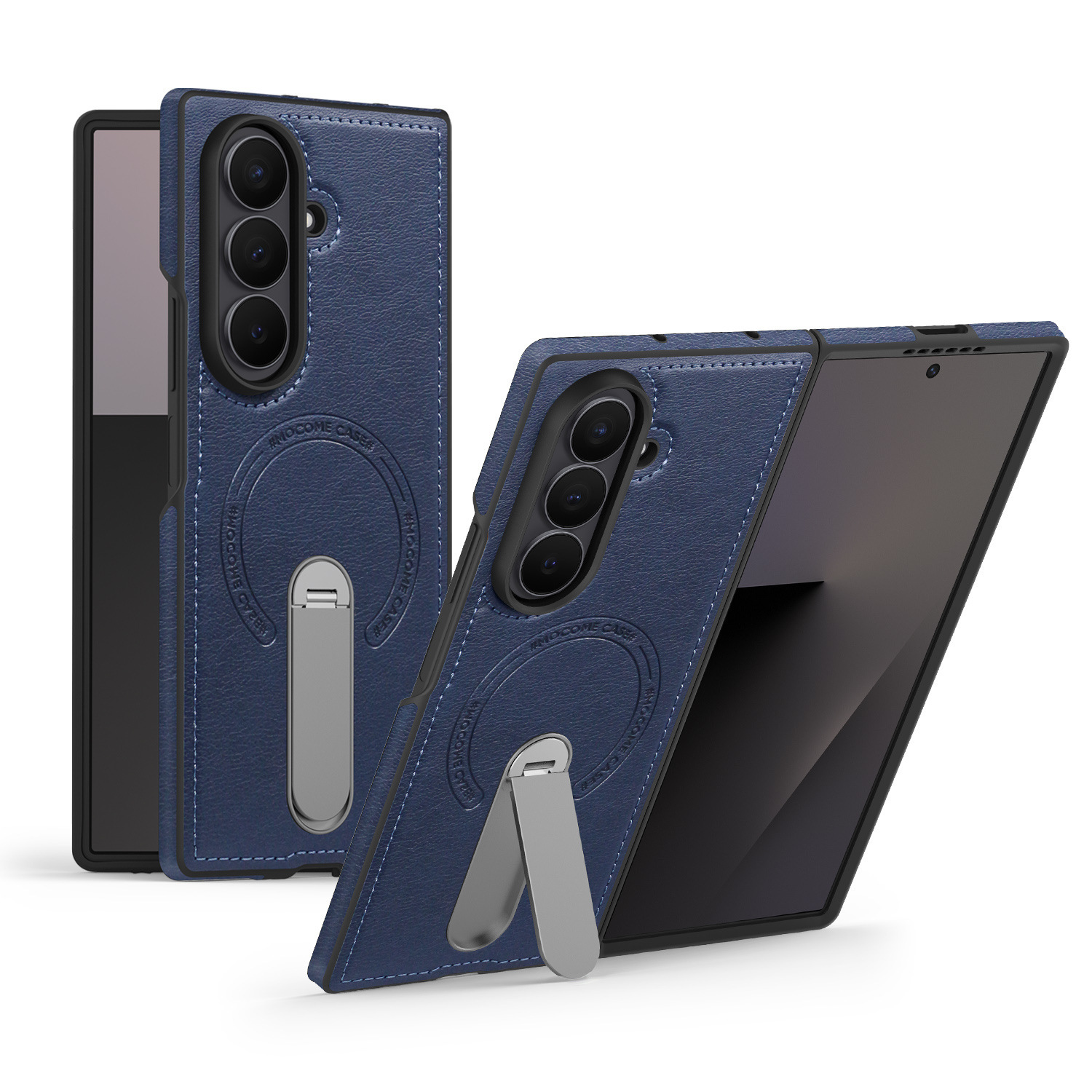 Compatible with Samsung Z Fold8 Ultra phone case 7/6 magnetic rotating stand 5/4 vegan leather folding screen protective case