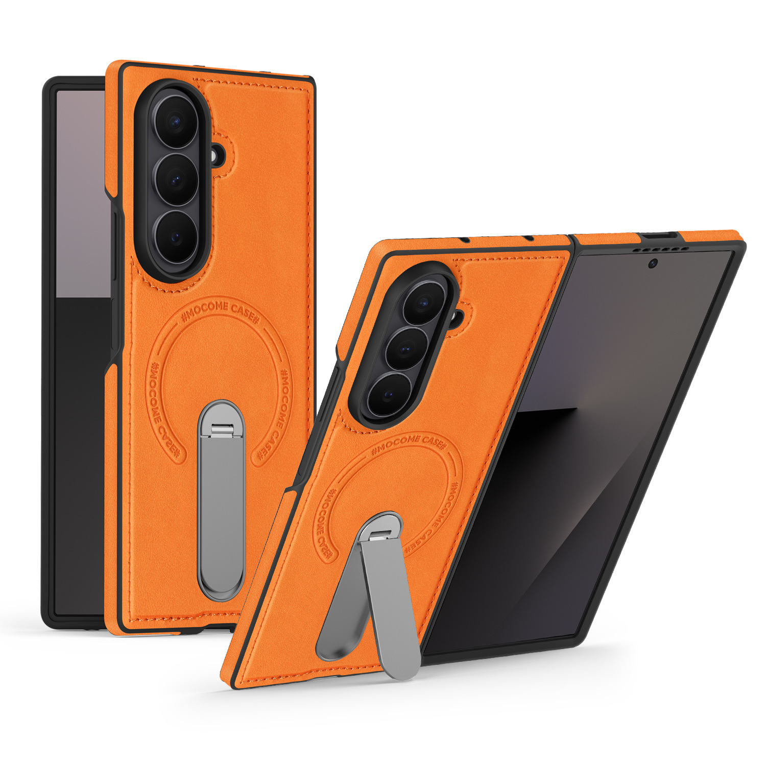 Compatible with Samsung Z Fold8 Ultra phone case 7/6 magnetic rotating stand 5/4 vegan leather folding screen protective case