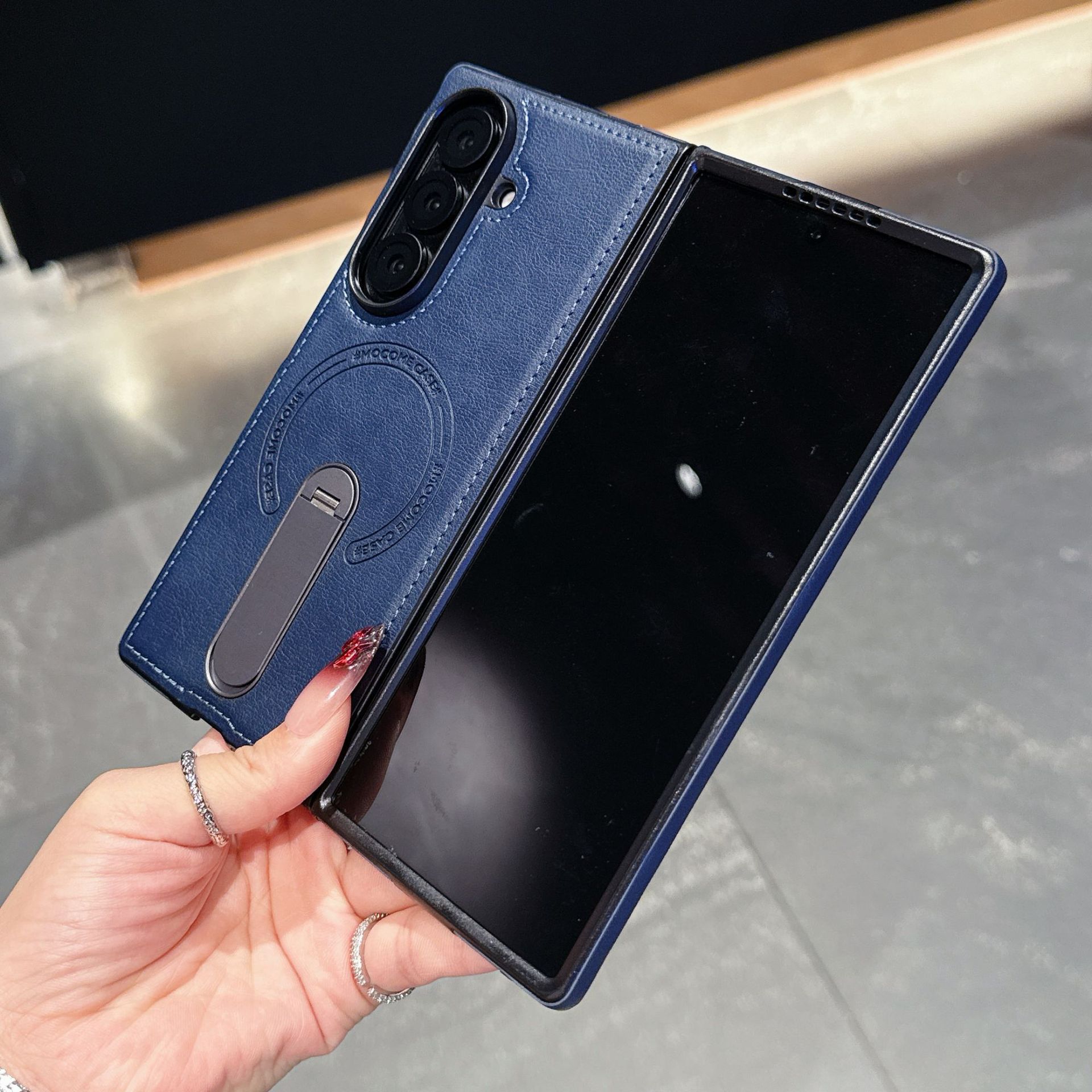 Compatible with Samsung Z Fold8 Ultra phone case 7/6 magnetic rotating stand 5/4 vegan leather folding screen protective case
