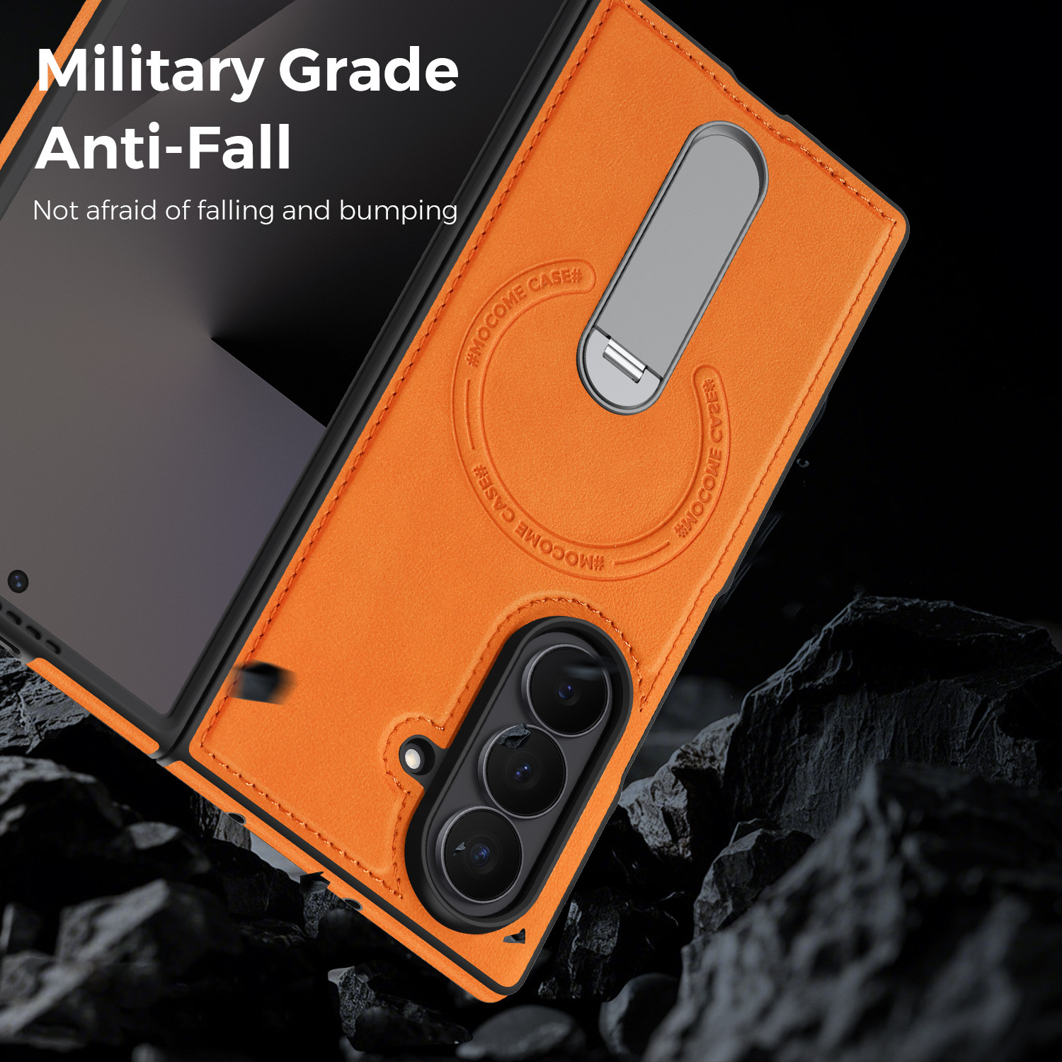 Compatible with Samsung Z Fold8 Ultra phone case 7/6 magnetic rotating stand 5/4 vegan leather folding screen protective case