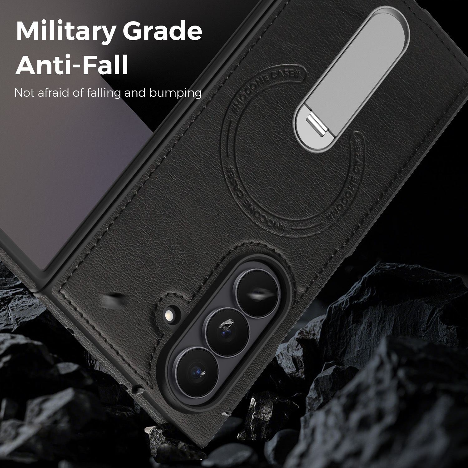 Compatible with Samsung Z Fold8 Ultra phone case 7/6 magnetic rotating stand 5/4 vegan leather folding screen protective case