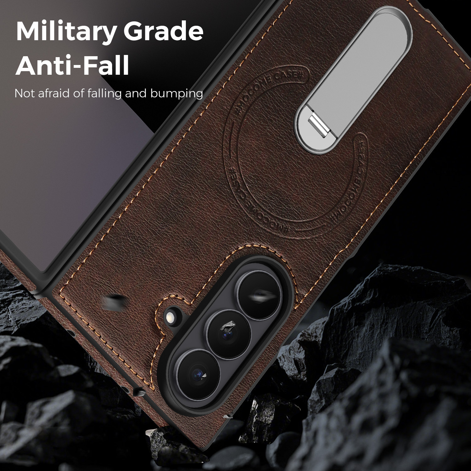Compatible with Samsung Z Fold8 Ultra phone case 7/6 magnetic rotating stand 5/4 vegan leather folding screen protective case