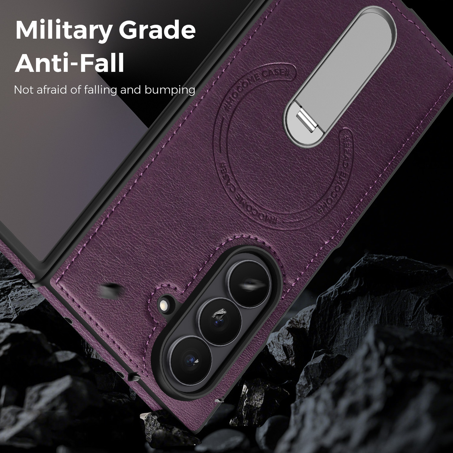 Compatible with Samsung Z Fold8 Ultra phone case 7/6 magnetic rotating stand 5/4 vegan leather folding screen protective case