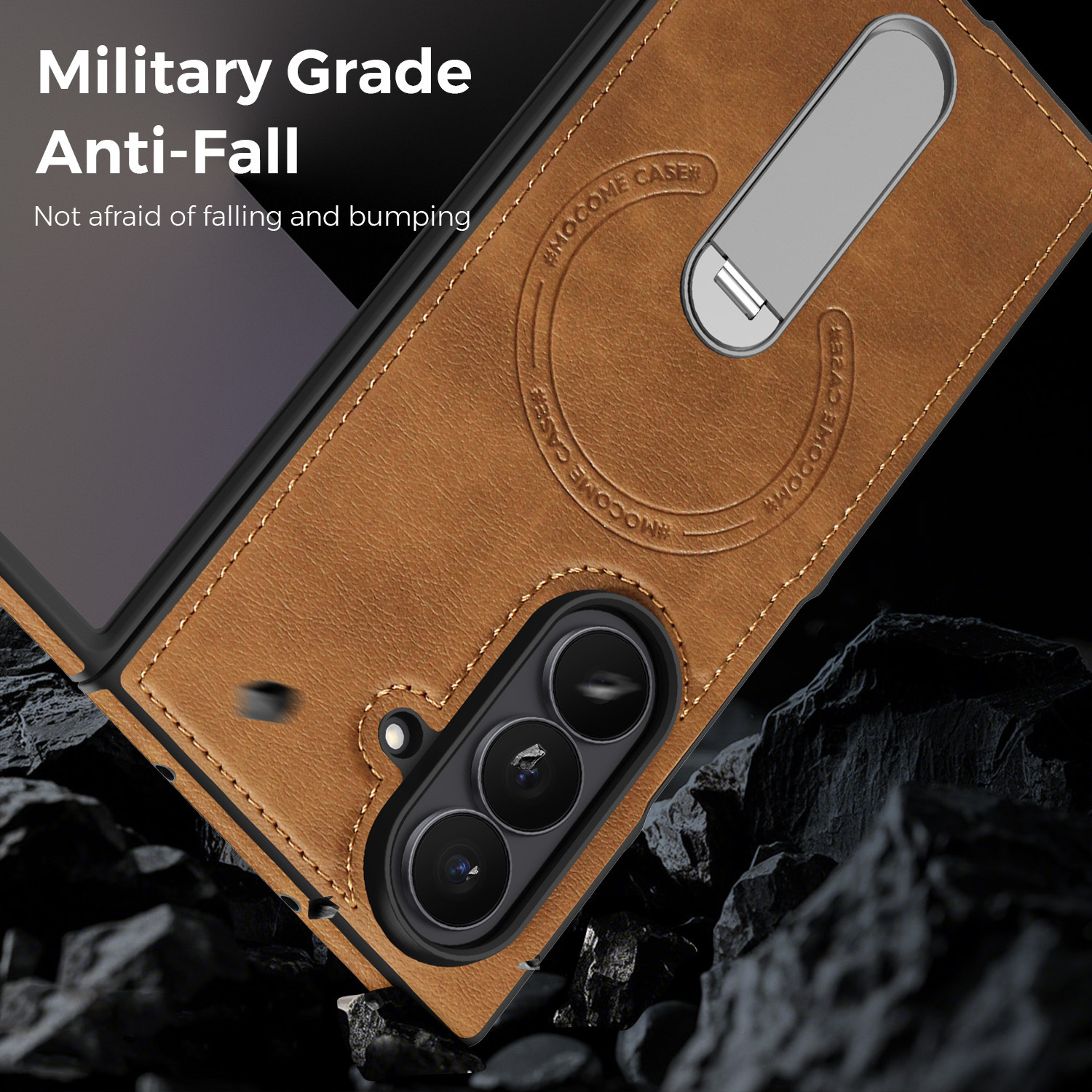 Compatible with Samsung Z Fold8 Ultra phone case 7/6 magnetic rotating stand 5/4 vegan leather folding screen protective case
