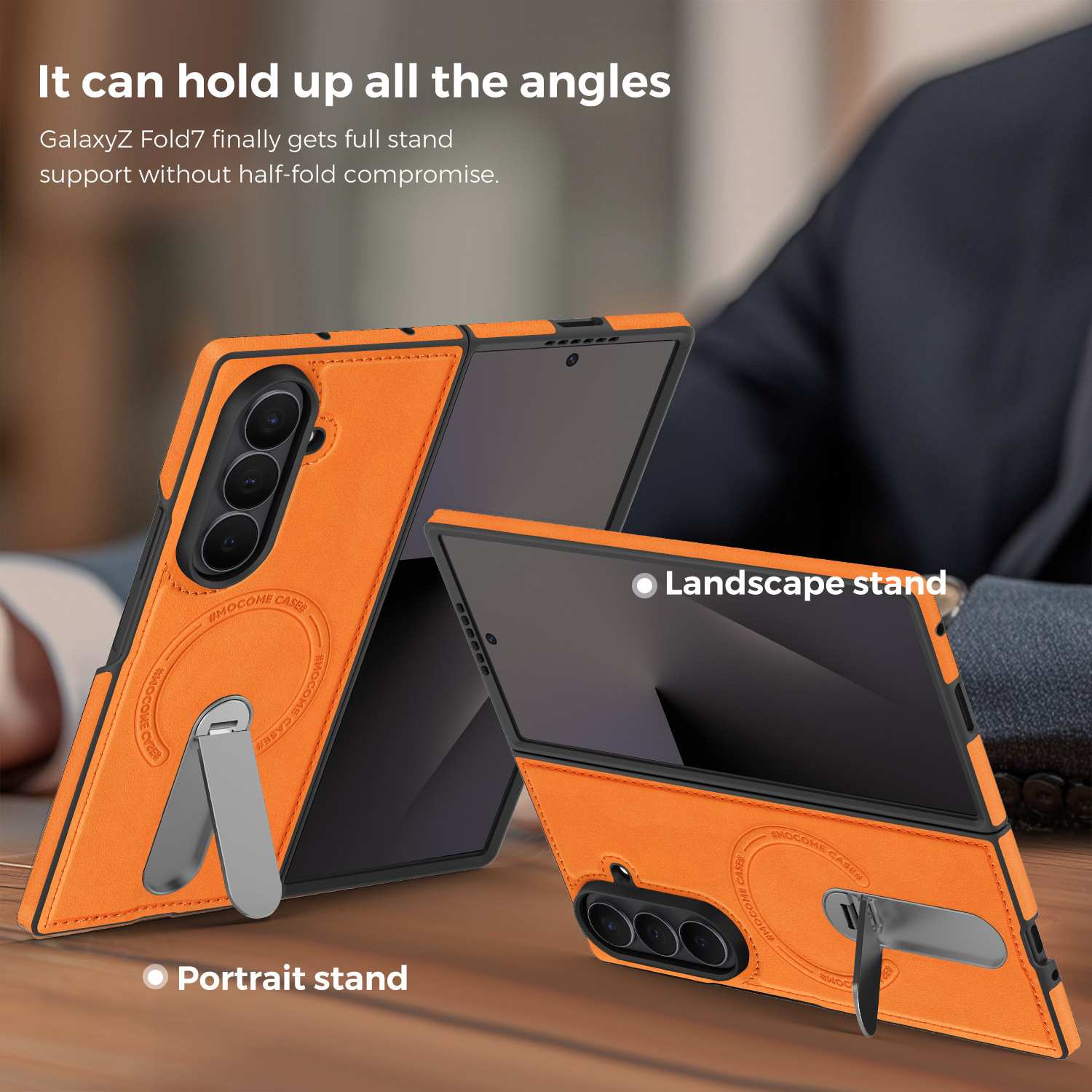 Compatible with Samsung Z Fold8 Ultra phone case 7/6 magnetic rotating stand 5/4 vegan leather folding screen protective case