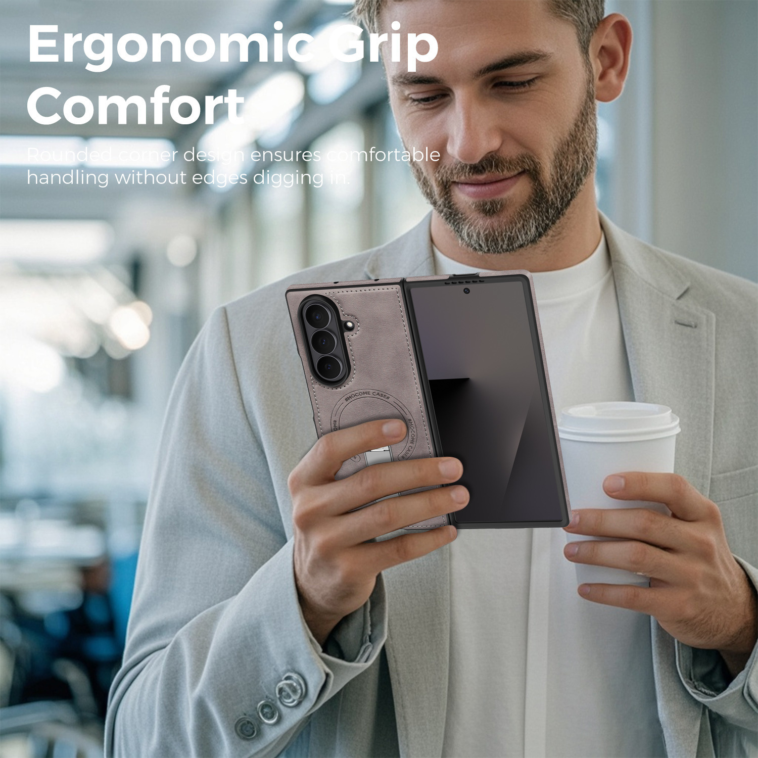 Compatible with Samsung Z Fold8 Ultra phone case 7/6 magnetic rotating stand 5/4 vegan leather folding screen protective case
