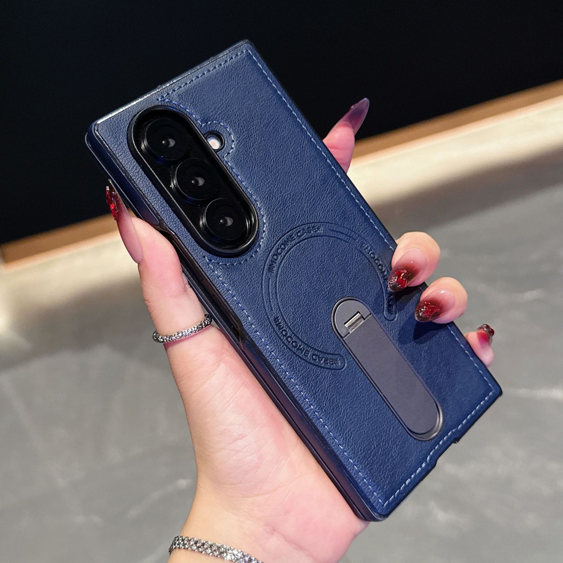 Compatible with Samsung Z Fold8 Ultra phone case 7/6 magnetic rotating stand 5/4 vegan leather folding screen protective case