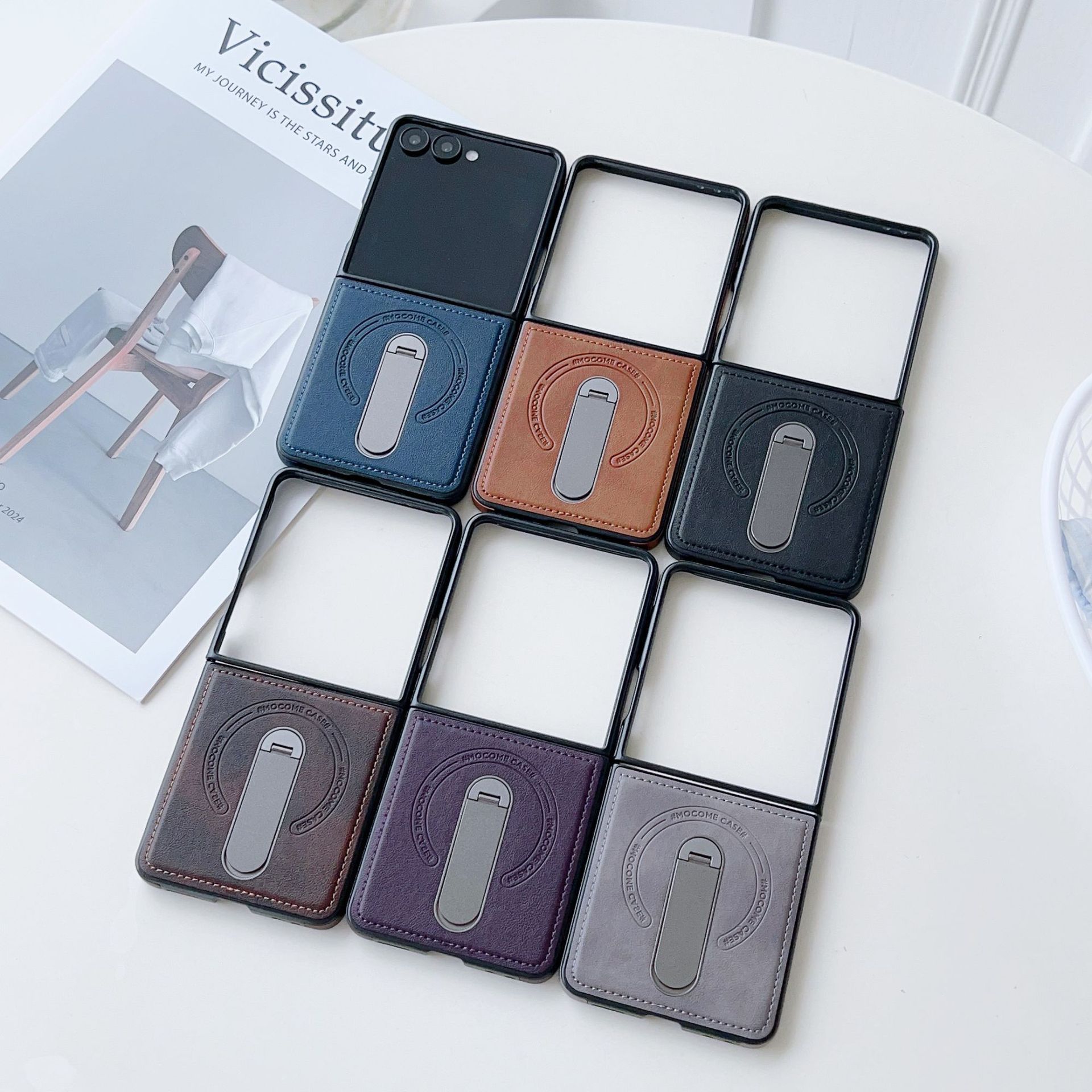 Compatible with Samsung Z Fold8 Ultra phone case 7/6 magnetic rotating stand 5/4 vegan leather folding screen protective case