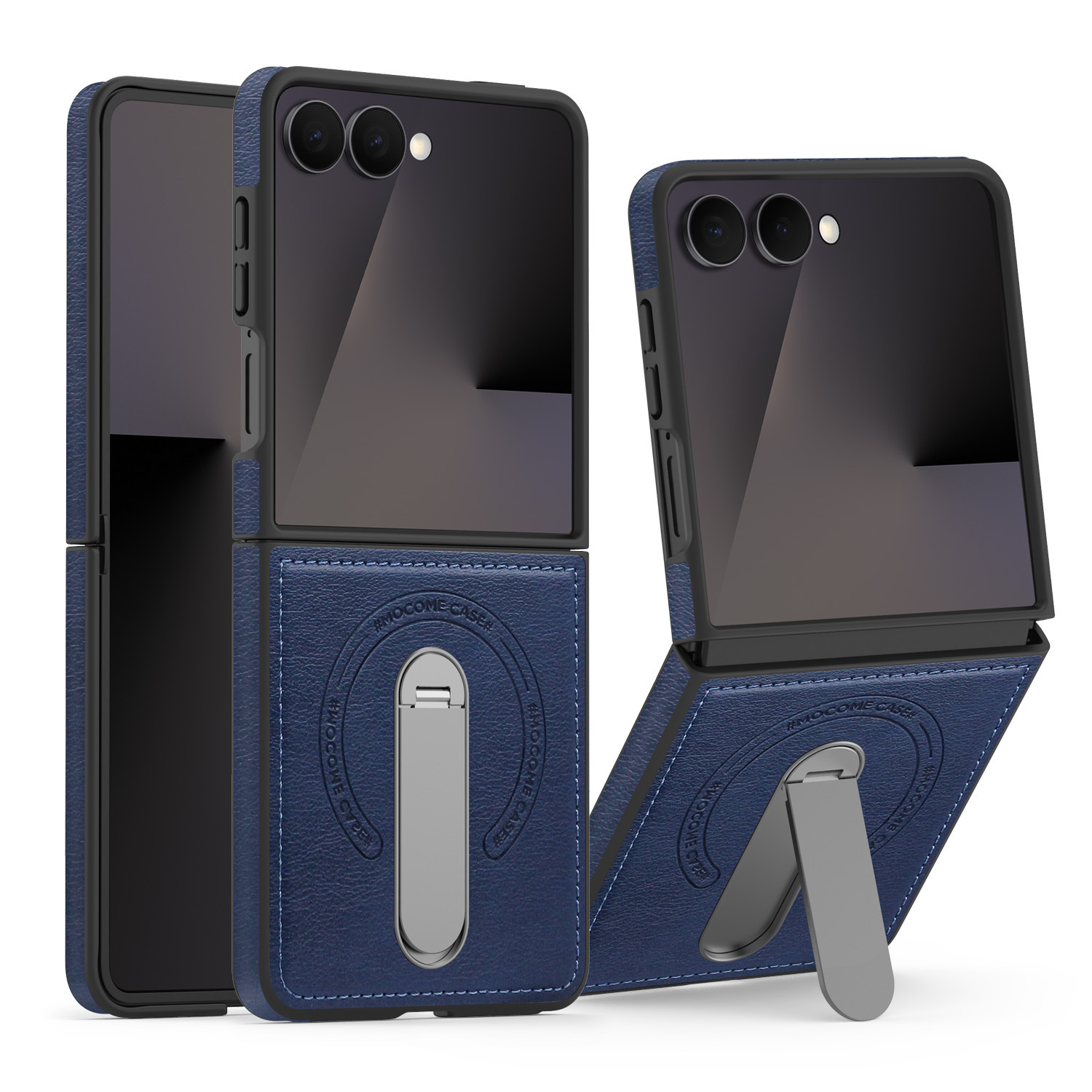 Compatible with Samsung Z Flip 8/7 phone case, 6/5 vegan leather, magnetic 360° rotating stand, 4/3 folding screen protective case