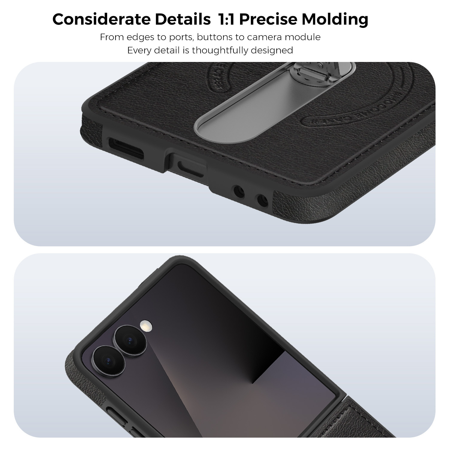 Compatible with Samsung Z Flip 8/7 phone case, 6/5 vegan leather, magnetic 360° rotating stand, 4/3 folding screen protective case