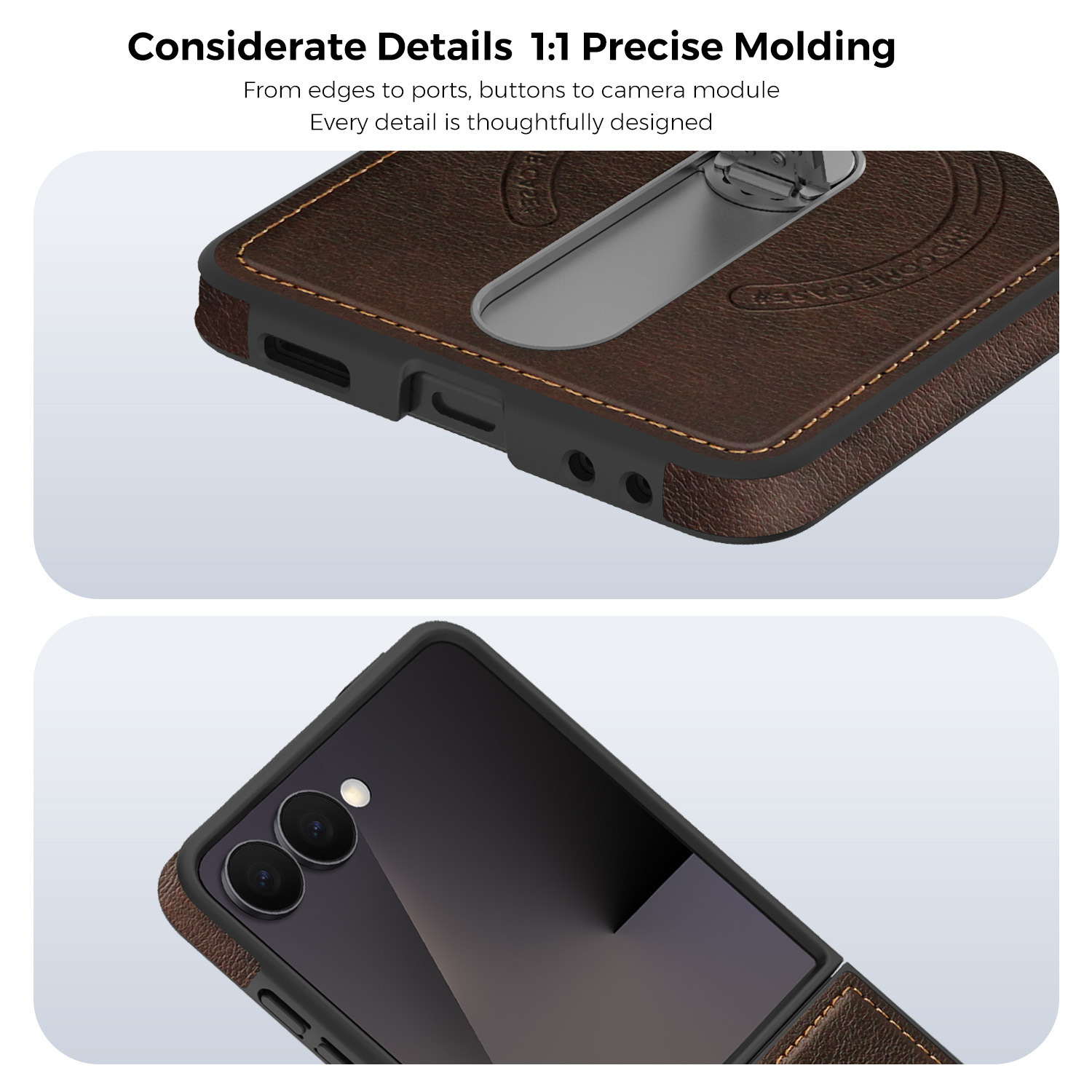 Compatible with Samsung Z Flip 8/7 phone case, 6/5 vegan leather, magnetic 360° rotating stand, 4/3 folding screen protective case