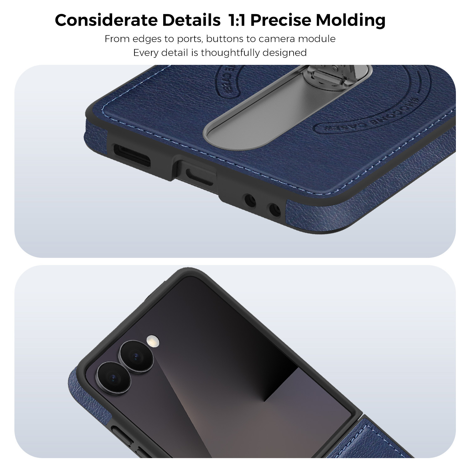 Compatible with Samsung Z Flip 8/7 phone case, 6/5 vegan leather, magnetic 360° rotating stand, 4/3 folding screen protective case