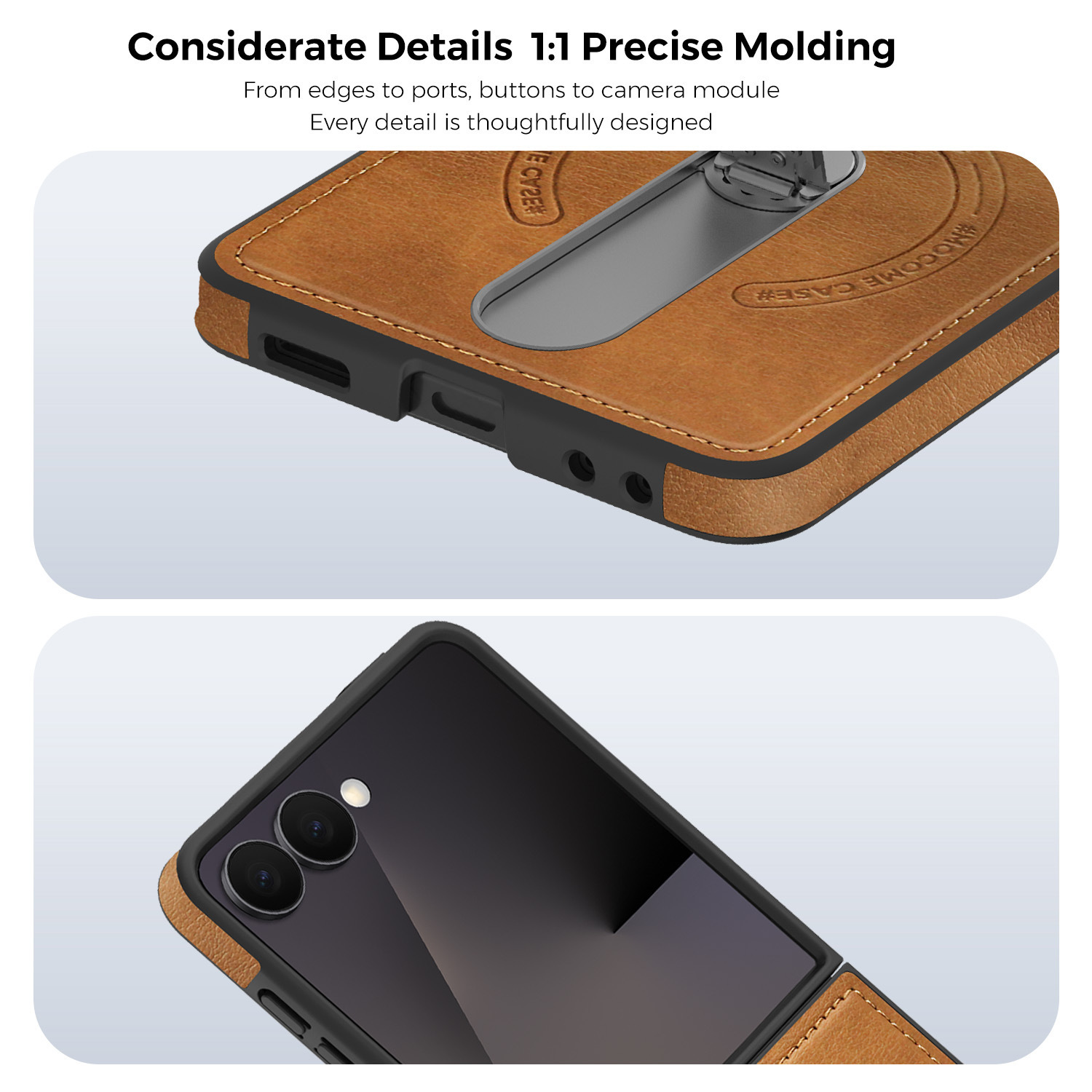 Compatible with Samsung Z Flip 8/7 phone case, 6/5 vegan leather, magnetic 360° rotating stand, 4/3 folding screen protective case