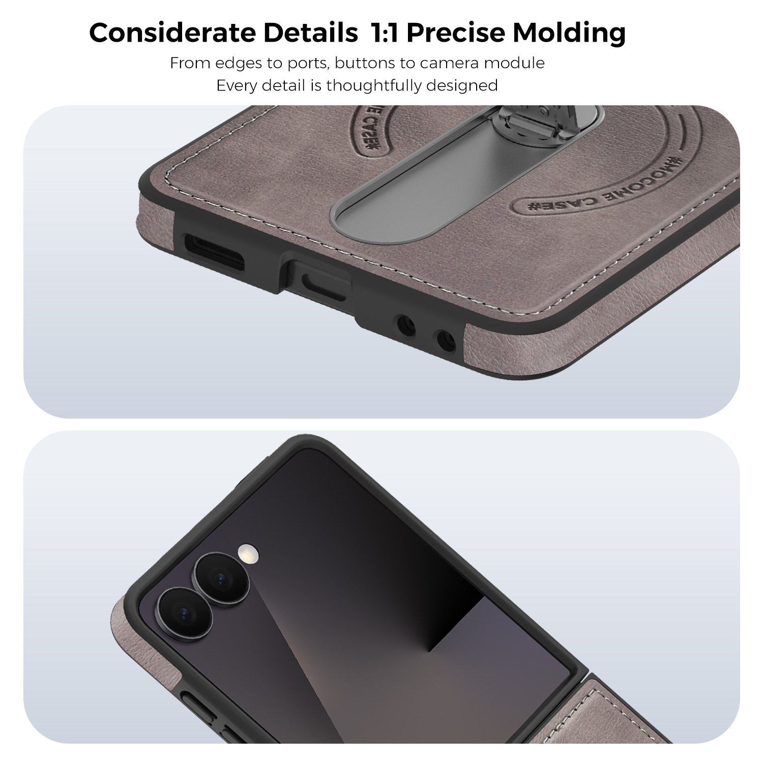 Compatible with Samsung Z Flip 8/7 phone case, 6/5 vegan leather, magnetic 360° rotating stand, 4/3 folding screen protective case