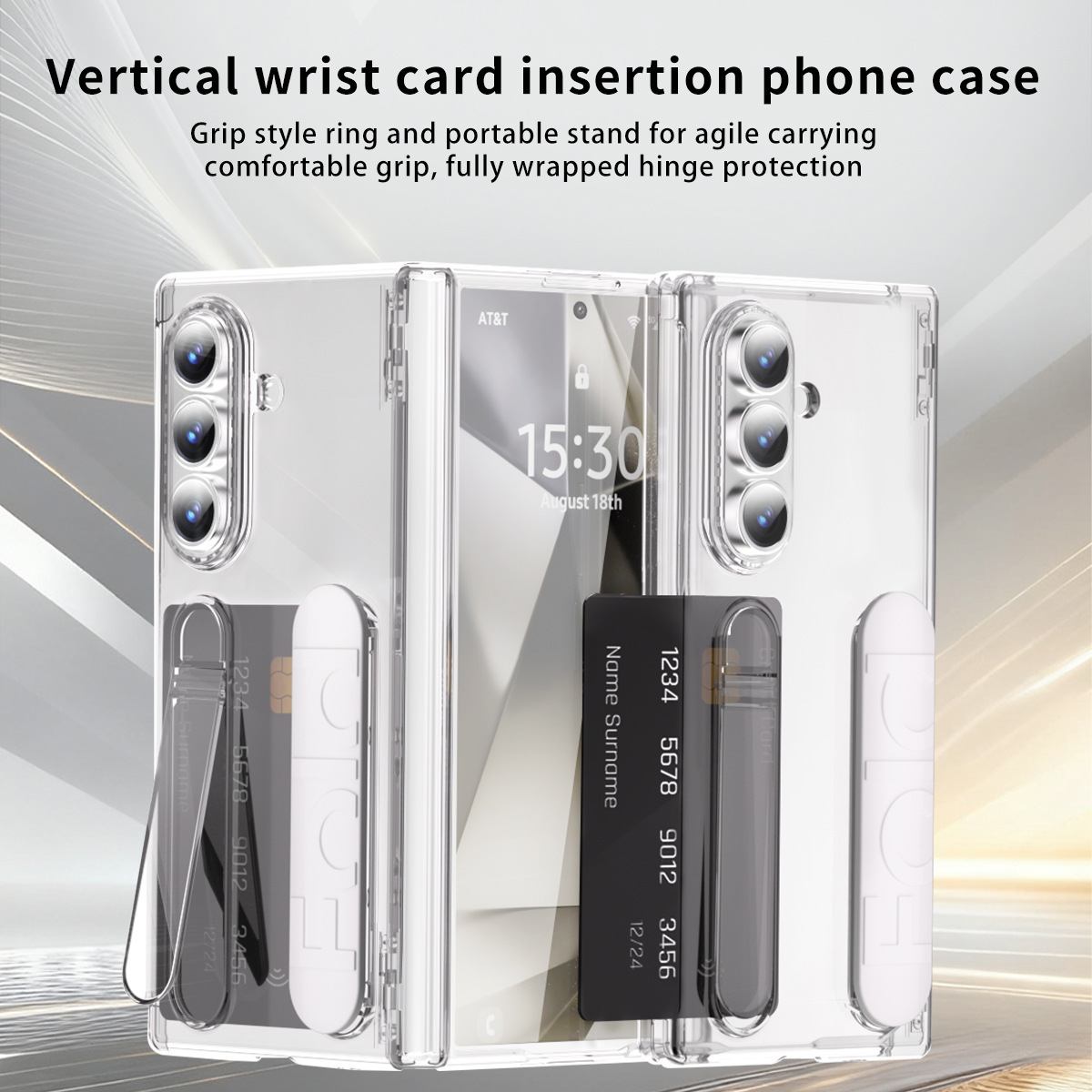 Compatible with Samsung Z Fold8U phone case, 7/6 SIM card slot, wrist strap, stand, hinge, 5/4 case, full-coverage protective case.