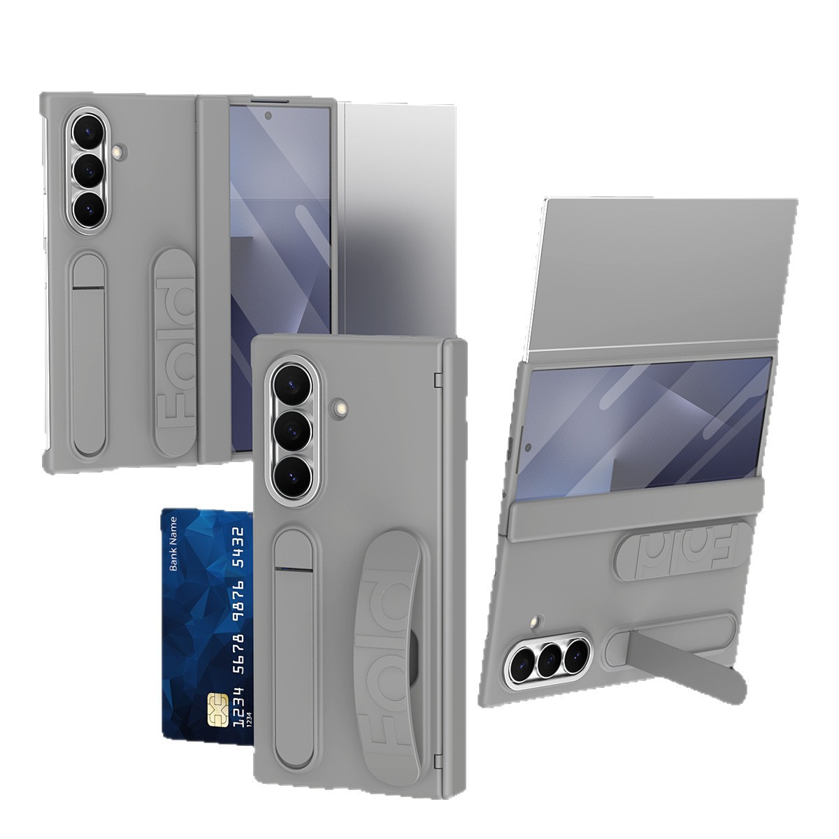 Compatible with Samsung Z Fold8U phone case, 7/6 SIM card slot, wrist strap, stand, hinge, 5/4 case, full-coverage protective case.