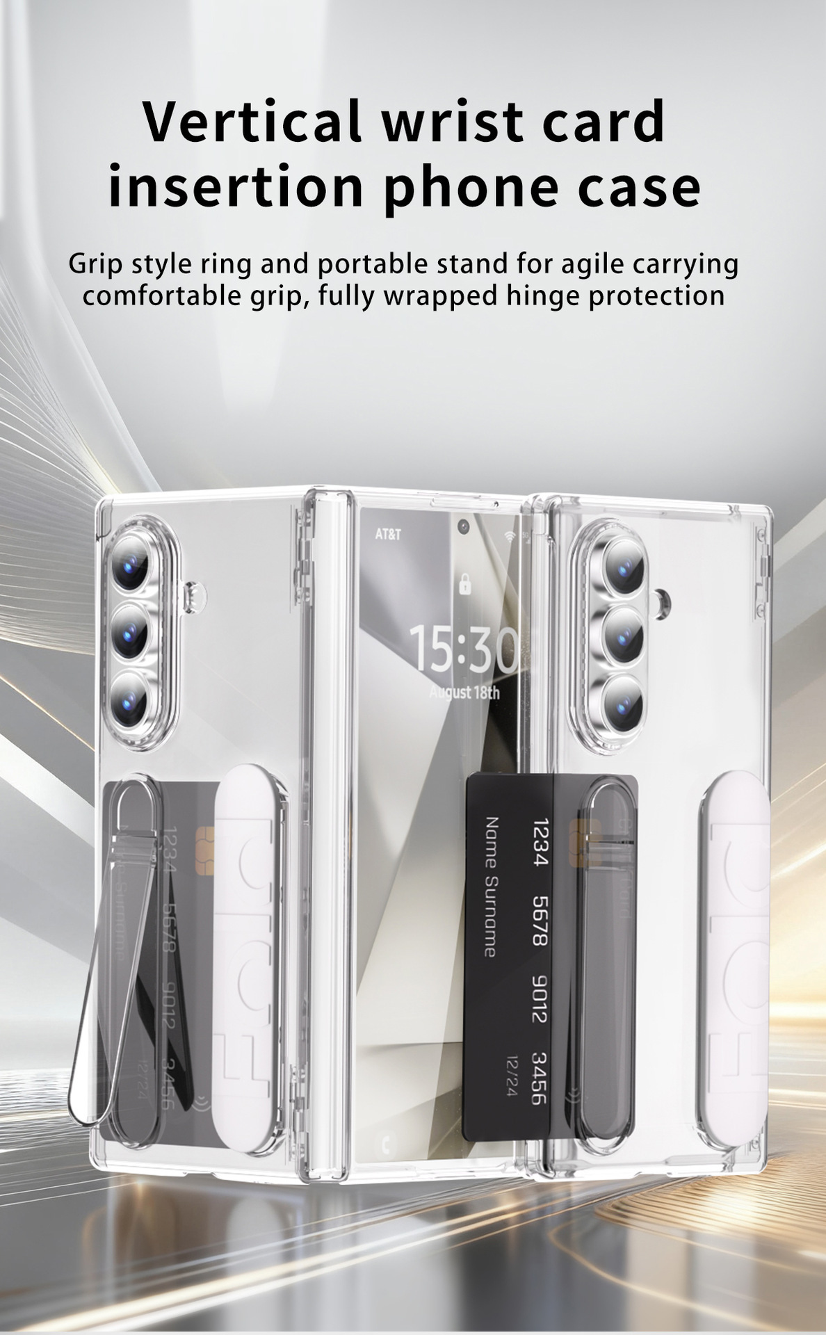 Compatible with Samsung Z Fold8U phone case, 7/6 SIM card slot, wrist strap, stand, hinge, 5/4 case, full-coverage protective case.