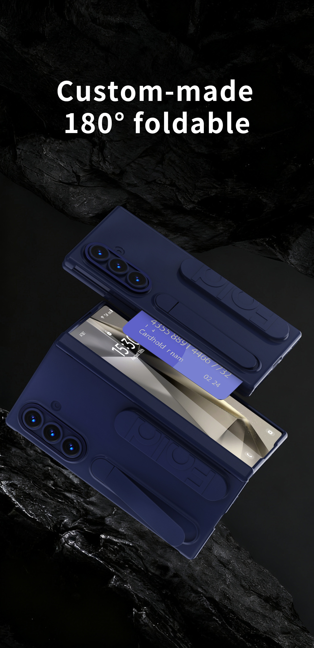 Compatible with Samsung Z Fold8U phone case, 7/6 SIM card slot, wrist strap, stand, hinge, 5/4 case, full-coverage protective case.