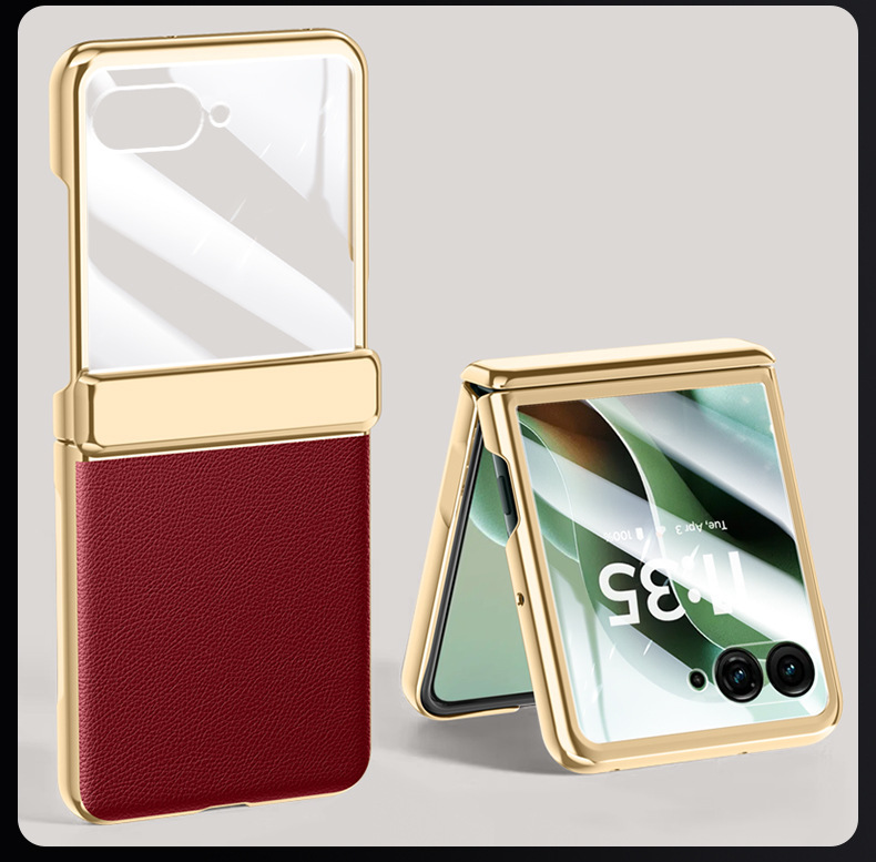 Compatible with MOTO Razr 60 Ultra phone case, electroplated hinge, vegan leather, 60-inch full-coverage, 50-inch drop-proof protective case.