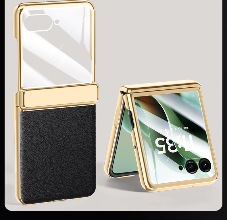 Compatible with MOTO Razr 60 Ultra phone case, electroplated hinge, vegan leather, 60-inch full-coverage, 50-inch drop-proof protective case.