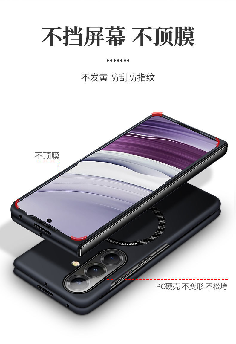 Compatible with Samsung Z Fold8/7 phone case, 6/5" wireless charging magnetic clasp, 4/3" foldable screen ultra-thin protective case
