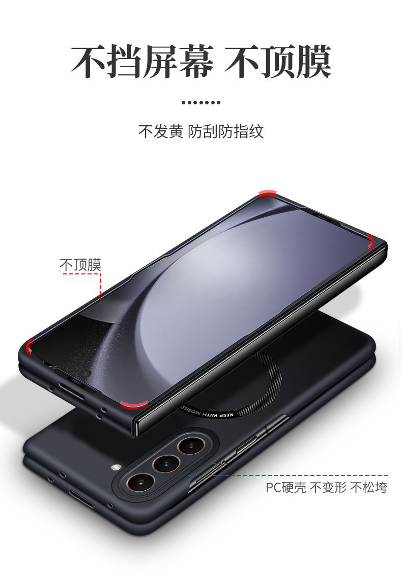 Compatible with Samsung Z Fold8/7 phone case, 6/5" wireless charging magnetic clasp, 4/3" foldable screen ultra-thin protective case