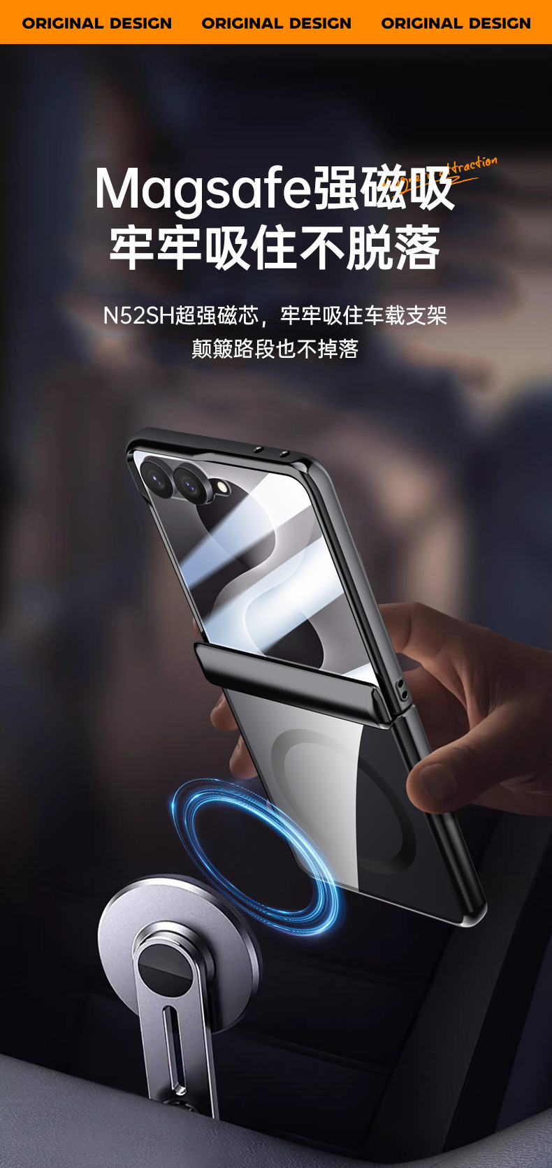 Compatible with Samsung Z Flip 8/7 phone case, transparent electroplated, wireless charging, magnetic clasp, film, hinge, full-coverage protective case.