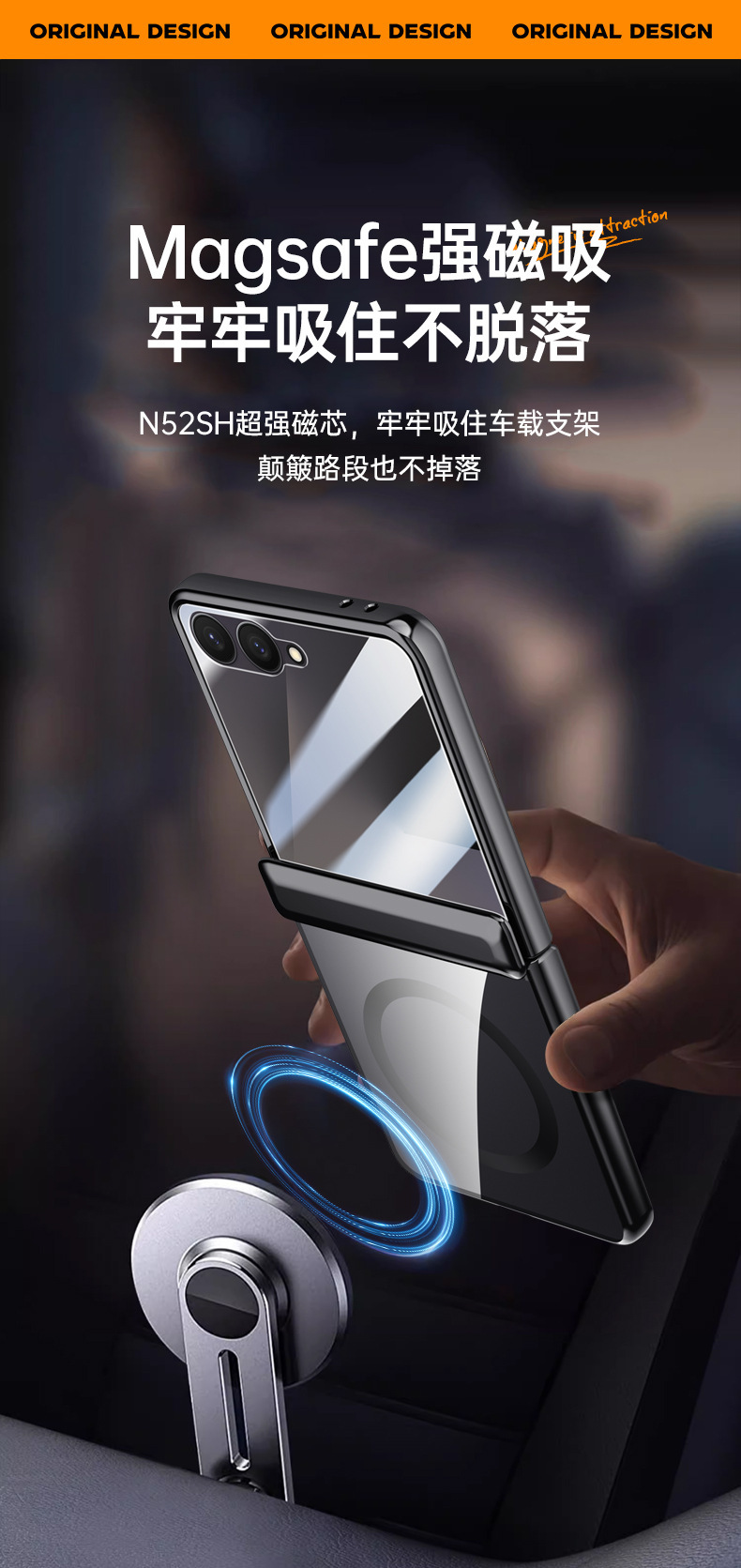 Compatible with Samsung Z Flip 8/7 phone case, transparent electroplated, wireless charging, magnetic clasp, film, hinge, full-coverage protective case.