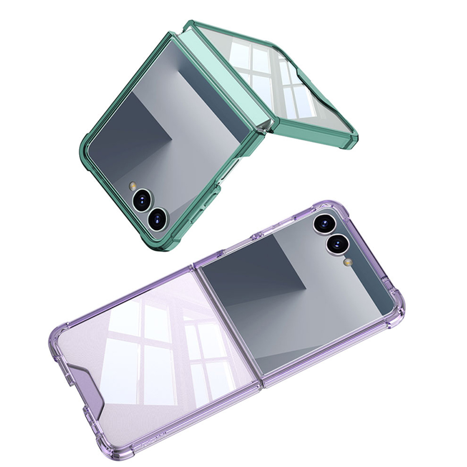 Compatible with Samsung Z Flip 8/7 phone case, transparent airbag anti-drop case film, full coverage foldable screen ultra-thin protective case