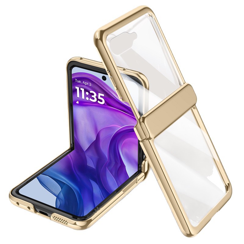 Compatible with MOTO RAZR 60/50 Ultra phone case, electroplated transparent magnetic case, film hinge, full-coverage protective case